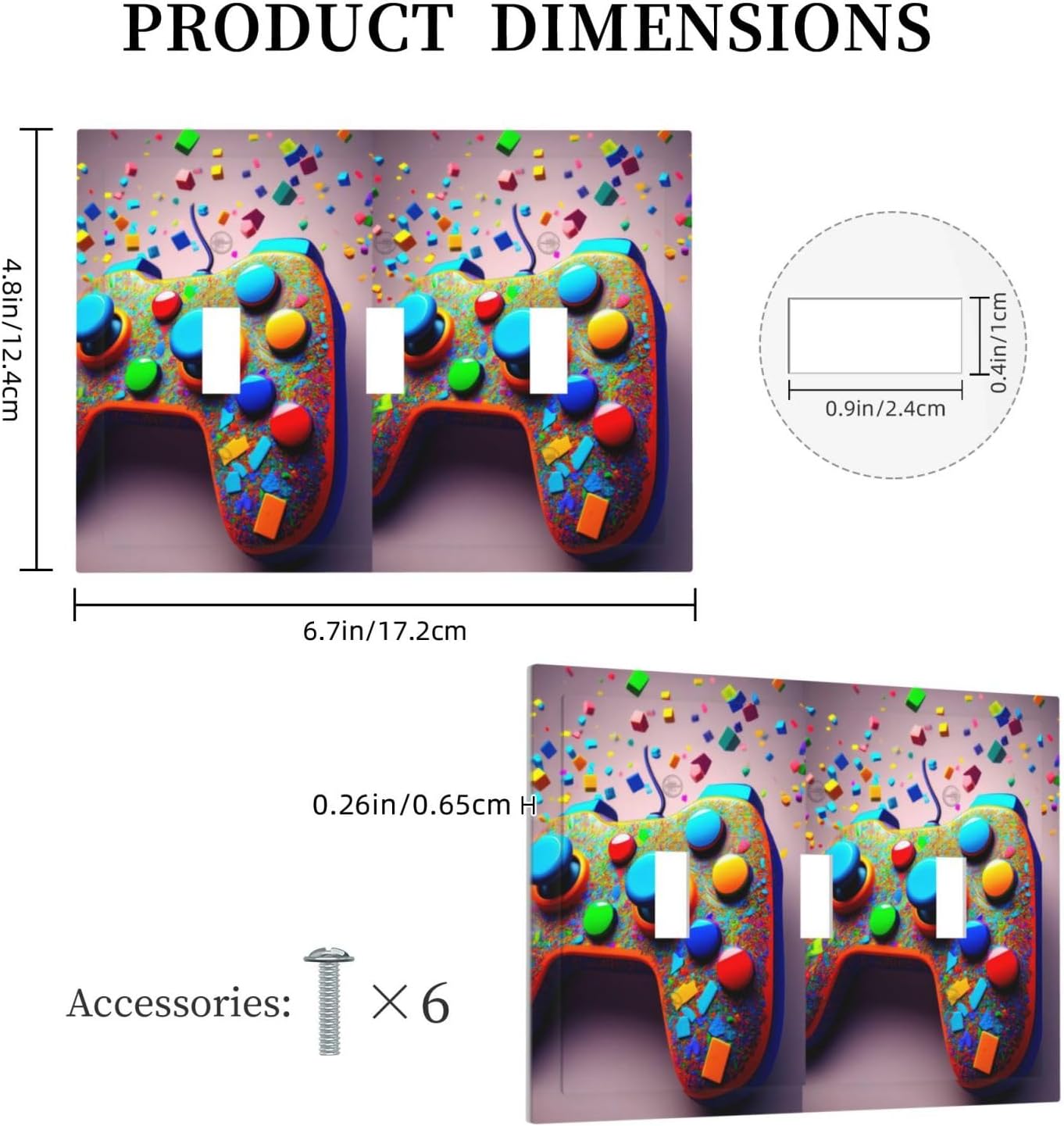 Videos Game Controller 3 Gang Triple Toggle Decorative Light Switch Covers Electrical Faceplate Switchplates for Bathroom Kitchen Home