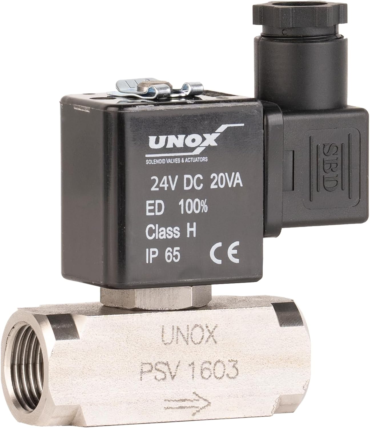 UNOX 3/8" NPT Electric Solenoid Valve 24V DC, Stainless Steel AISI316 Control Valve Normally Closed - 0-232 PSI Multi-Purpose Reliable Control Valve for Water, Air, and Gas - Solenoid Valves