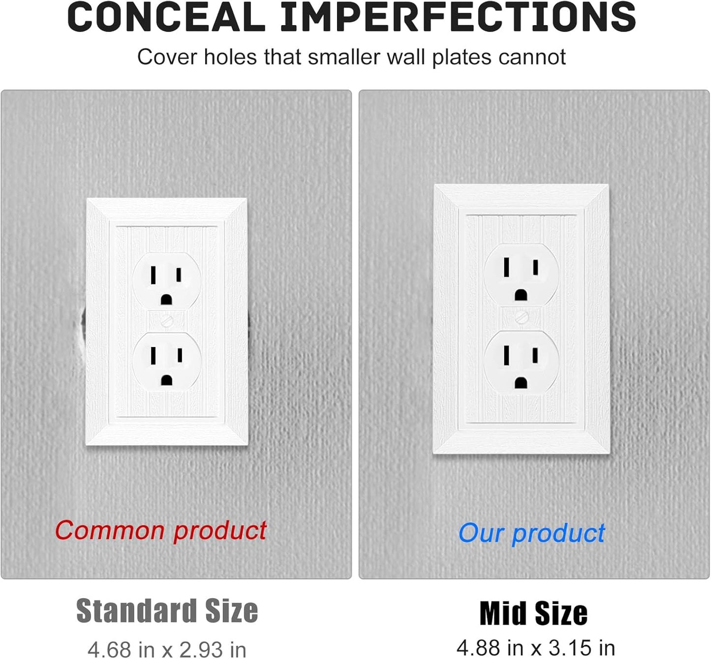Modern Decorative Wall Plate Retro Wood Grain design Switch Cover Outlet Cover for Light Switch, Smart Switch, Dimmer, GFCI, USB Outlet (4 Pack, Single Duplex)