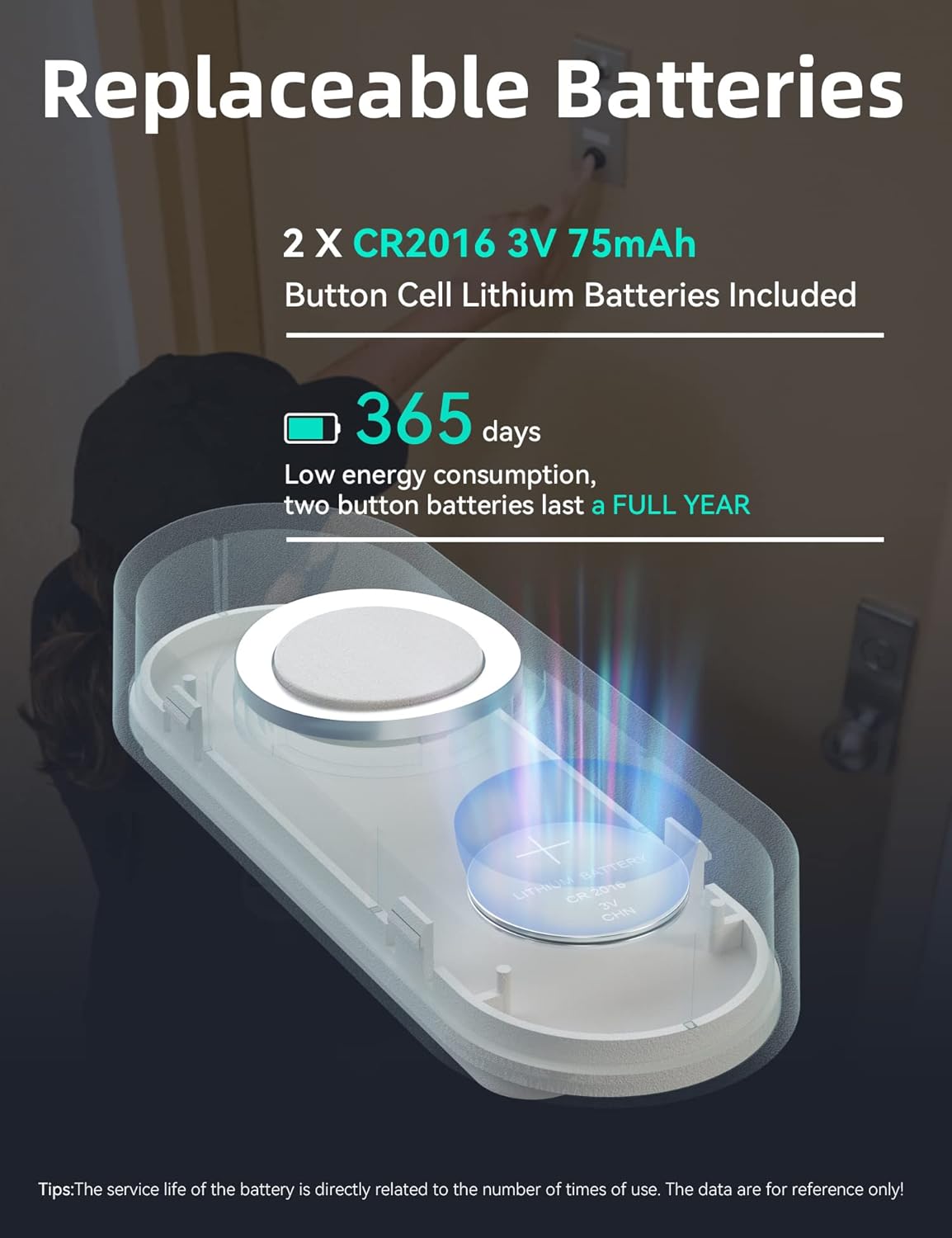 AIDA Lighted Wireless Doorbell for Home, Waterproof Battery Doorbell 1,000ft Range, 5 Volume Levels with 58 Doorbell Chimes & LED Flash (White, Doorbell with 1 Button & 1 Receiver)