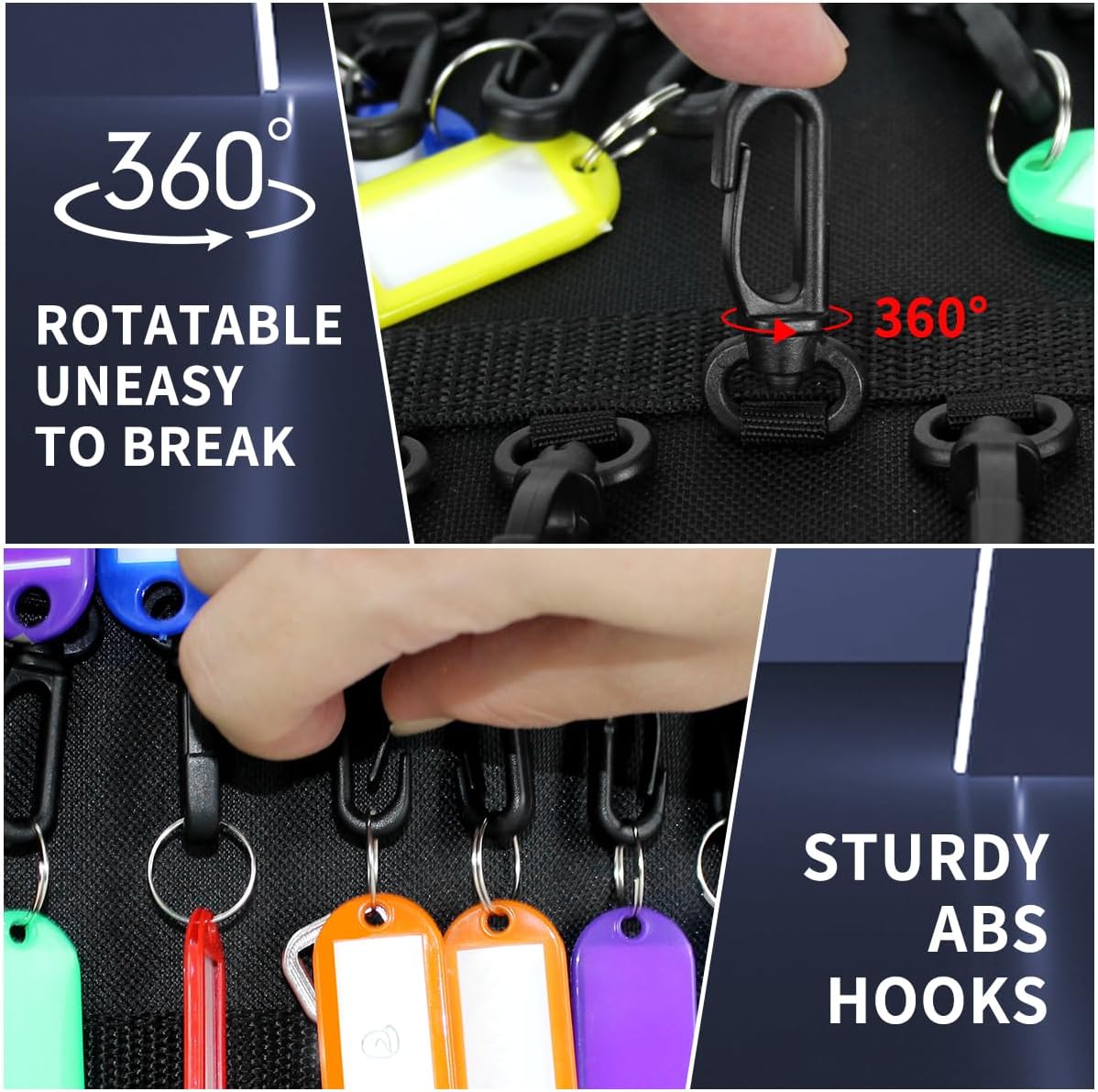 Portable Zippered Key Case,Organizer Waterproof Key Binder with 24 Key Hooks and Tags,Portable Key Storage for Rental Management Real Estate Sales Hotel Executives and Car Service