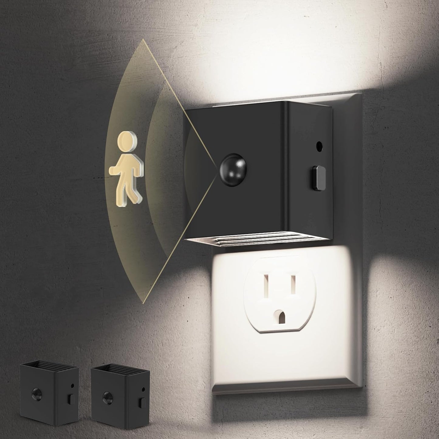 L LOHAS LED Motion Sensor Night Light, [2-Pack] Motion Activated Night Light, Motion Sensor and Dusk to Dawn Sensor, Brightness Adjustable, 5000K Daylight White Nightlight for Bathroom Hallway Kitchen