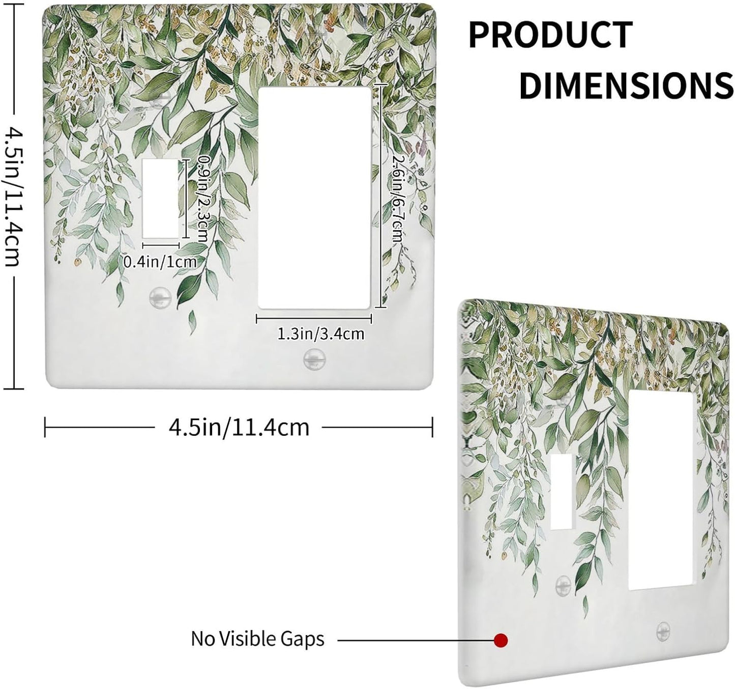 Outlet Covers Sage Green Eucalyptus Watercolor Plant Leaves 1 Toggle 1 Rocker Combination Decorative Wall Plate Electrical Switch Plates Light Switch Cover Plate for Bedroom Bathroom