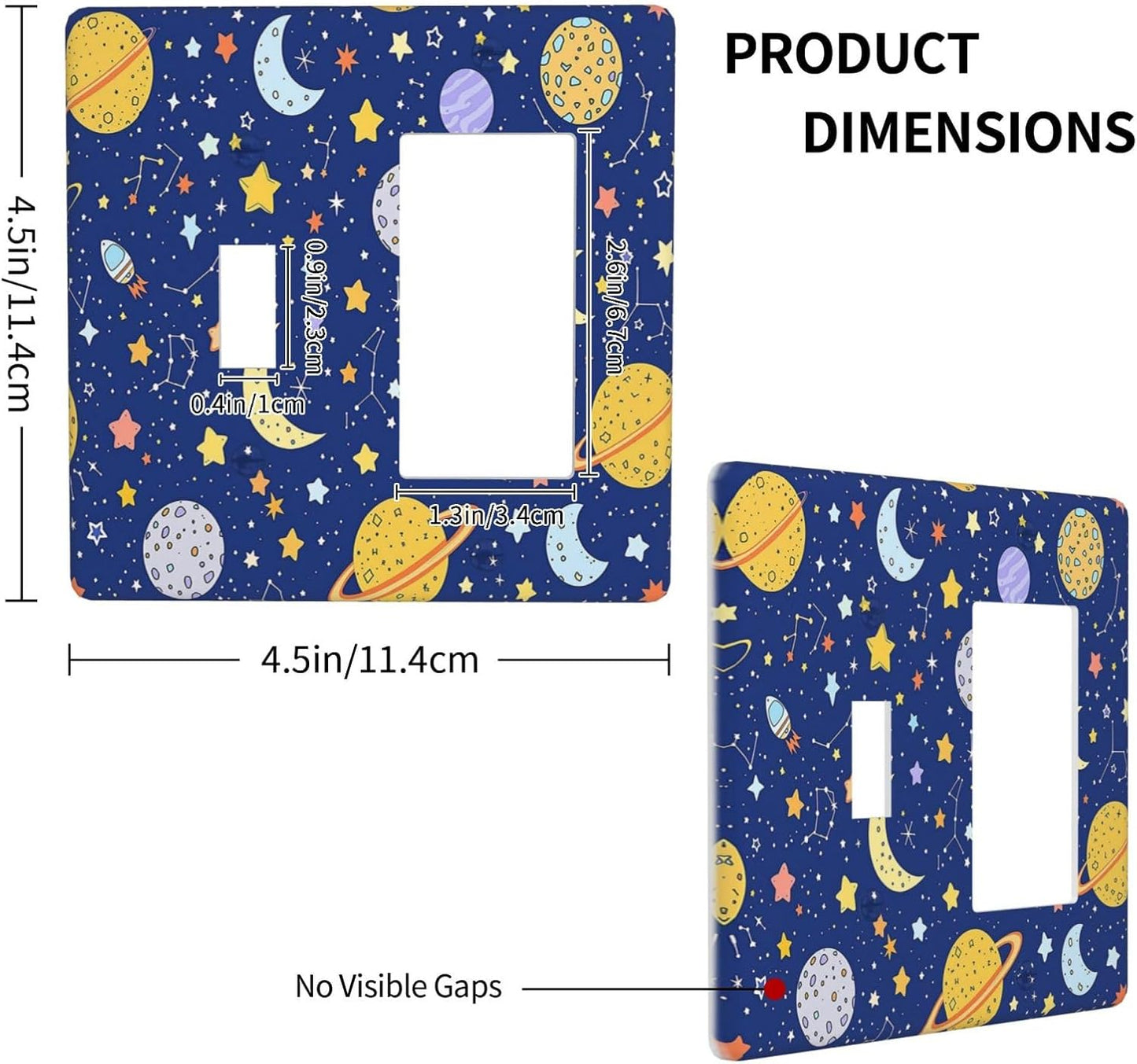 Stars Starry Night Sun Moon Planet Constellations Outlet Covers 1 Toggle 1 Rocker Combination Light Switch Cover Plate Decorative Wall Plate Electrical Switch Plates for Bedroom Bathroom