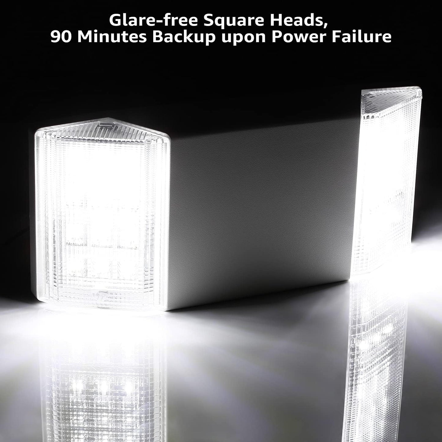 TORCHSTAR LED Emergency Lighting, Commercial Emergency Lights with Battery Backup, UL Listed, Two Square Heads, AC 120/277V, Hardwired Emergency Exit Light Fixtures for Business, Pack of 2