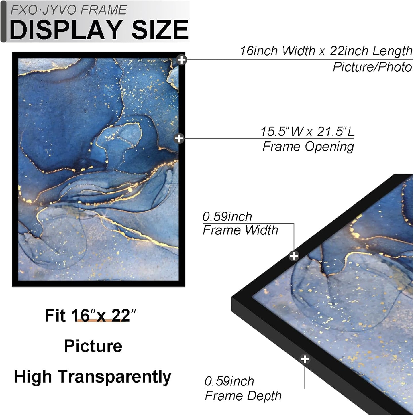 16x22 Picture Frame Set of 6, Black Frame for 16 x 22 Inch Picture Poster Photo, Light Weight and High Transparent 16 by 22 Frame for Wall - 6 Pack/Black/16 x22