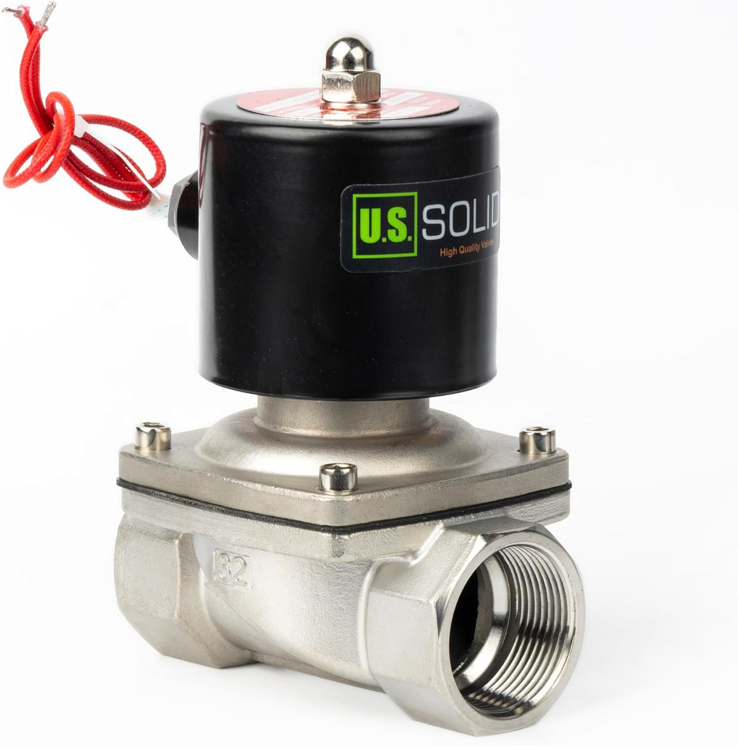 U.S. Solid 1-1/4" Solenoid Valve - 110V AC Stainless Steel Electric Solenoid Valve, Normally Closed, Viton Seal