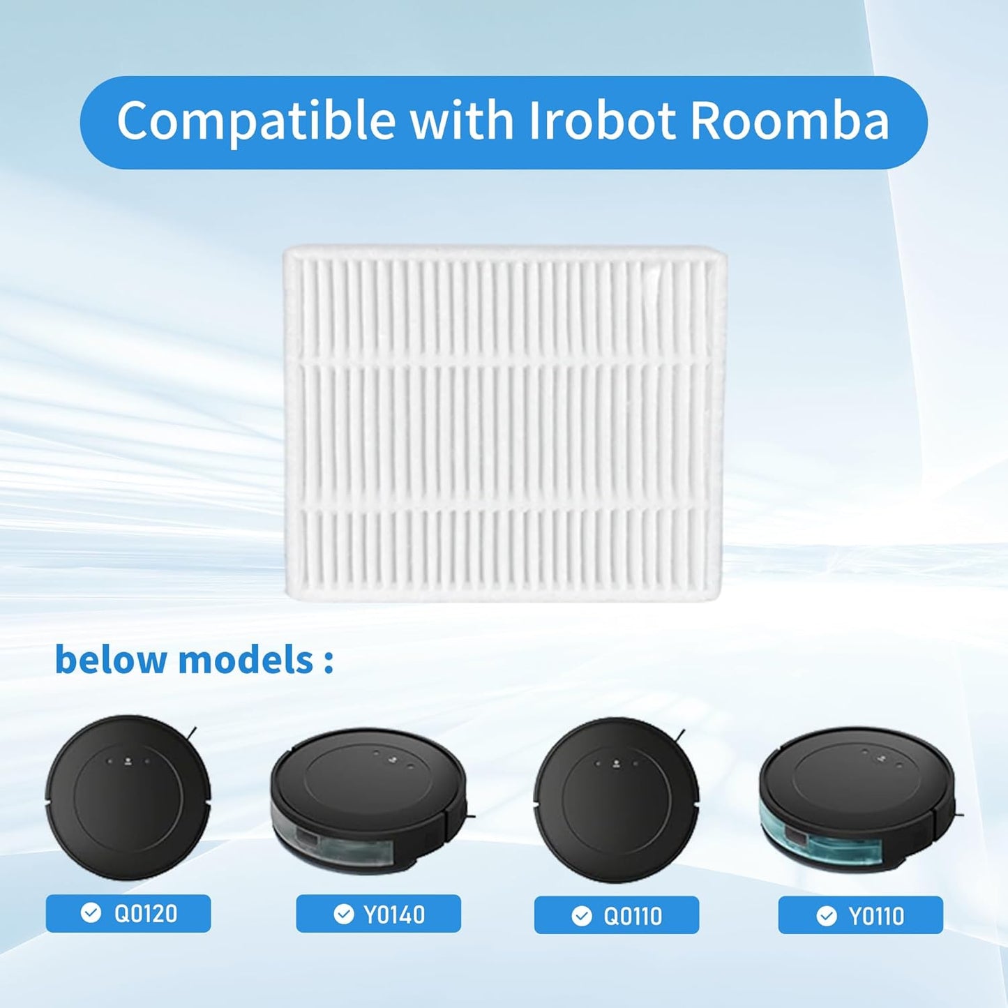 16 Packs HEPA filter Compatible with iRobot Roomba Essential Robot 104 105 Vac/Combo Accessory Y0110 Y0140 Q011 Q0120 Q0520 Vacuum Cleaners