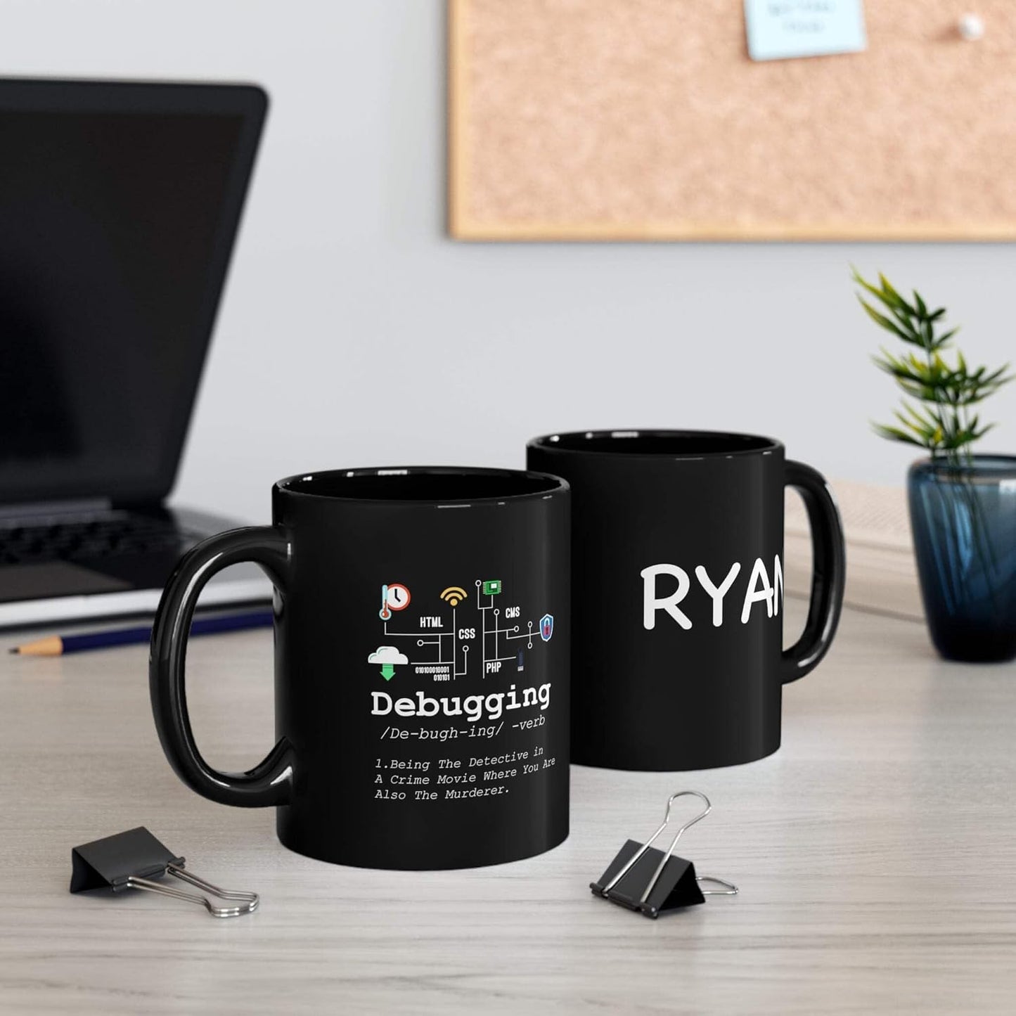 Personalized Debugging Definition Mug Funny Gift To Programmer Customized IT Programming Coding Binary Computer Teacher Student 11oz Black Ceramic Mug 11oz