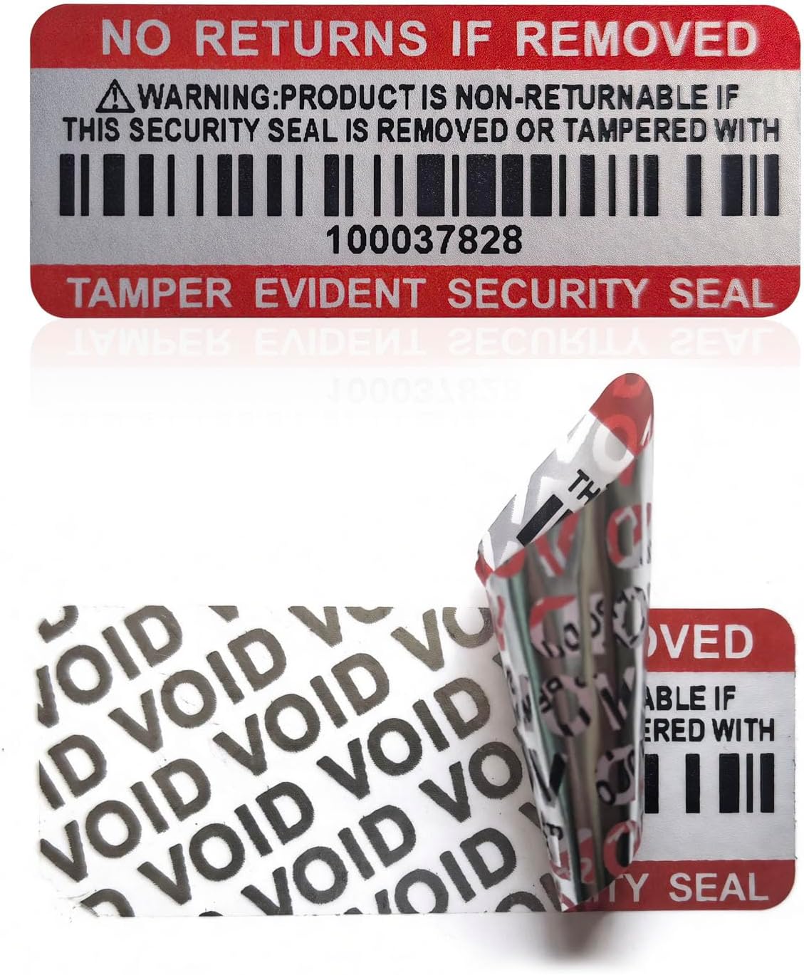 Tamper Evident Proof Barcode Stickers with Individual Serial Number Security Warranty Void Sticker,Sealing Label for Package(280pcs 2x0.8in Red Matte Silver)