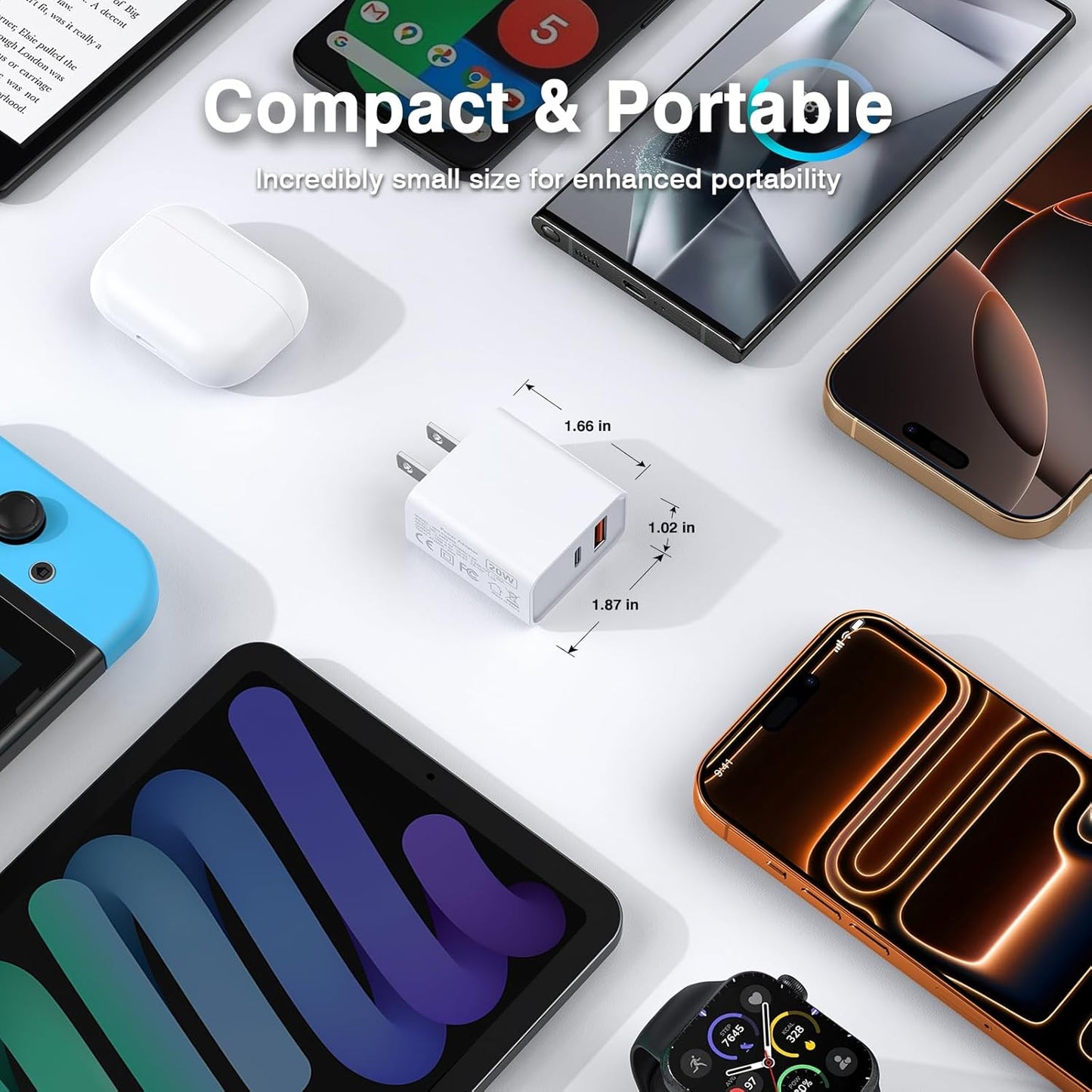 LCGENS USB C Wall Charger Block 20W, 2-Pack Dual Port PD Power Delivery Fast Type C Charging Block Plug Compatible with iPhone 11/12/13/14/15/16/17 Pro Max, XS/XR/X, Ipad Pro, Samsung Galaxy