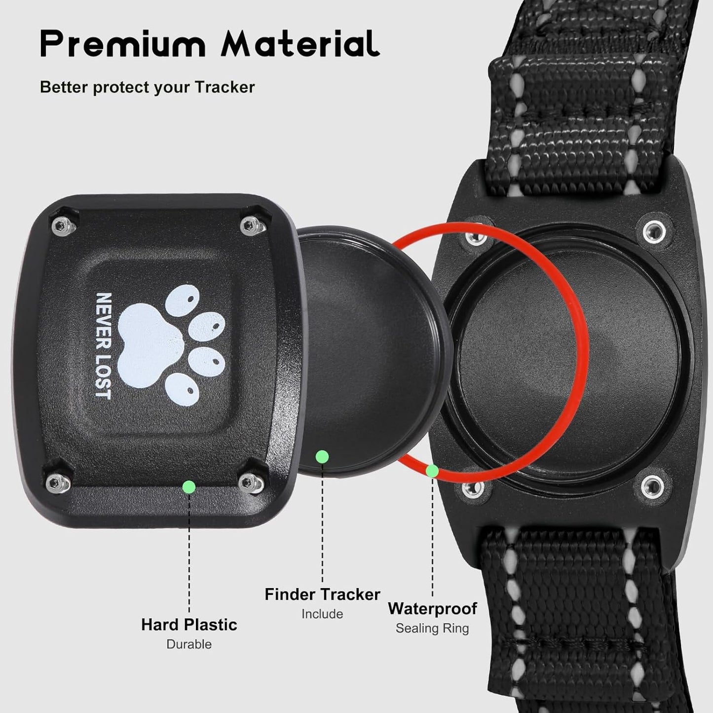 GPS Dog Collar Tracker 2-in-1,Reflective Waterproof Pet Collar,iOS-Only,No Monthly Fees,Unlimited Range,Ideal for Dog Tracking pet Tracker,for Small Medium Large Dogs(XS (10.6"-13.6"), Black)