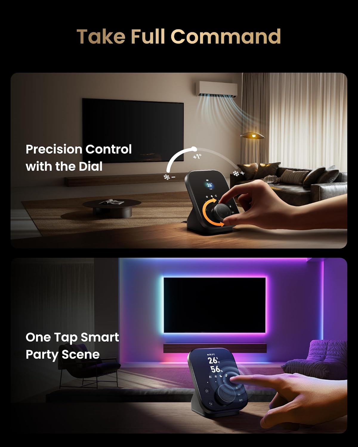 SwitchBot Hub 3 (3rd Gen), Smart Home Hub with 2.4" IPS Screen & Knob Control, WiFi Thermometer Hygrometer, IR Remote Hub (Matter/Bluetooth 200m), Alexa/Google/Apple Home Compatible