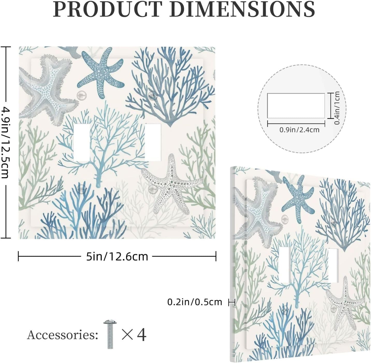 Decorative Switch Plates Ocean Beach Theme Starfish Seashell Coral 2 Gang Double Toggle Outlet Light Switch Cover Wall Plate Electrical Faceplate For Bathroom Kids Room Decor