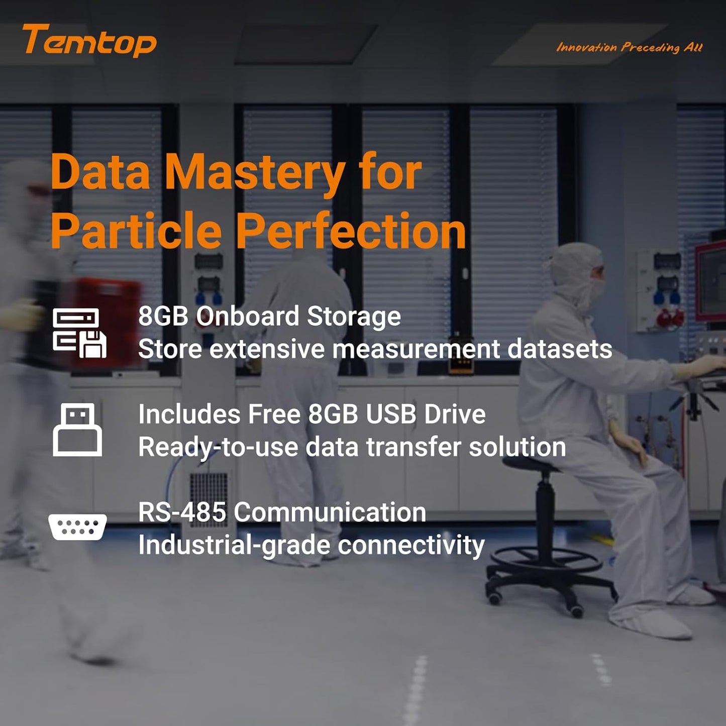 Temtop PMD351 Professional Aerosol Mass Monitor - Handheld PM1.0, PM2.5, PM10 & TSP Monitor with RS-485 for Industrial Hygiene and Environmental Compliance