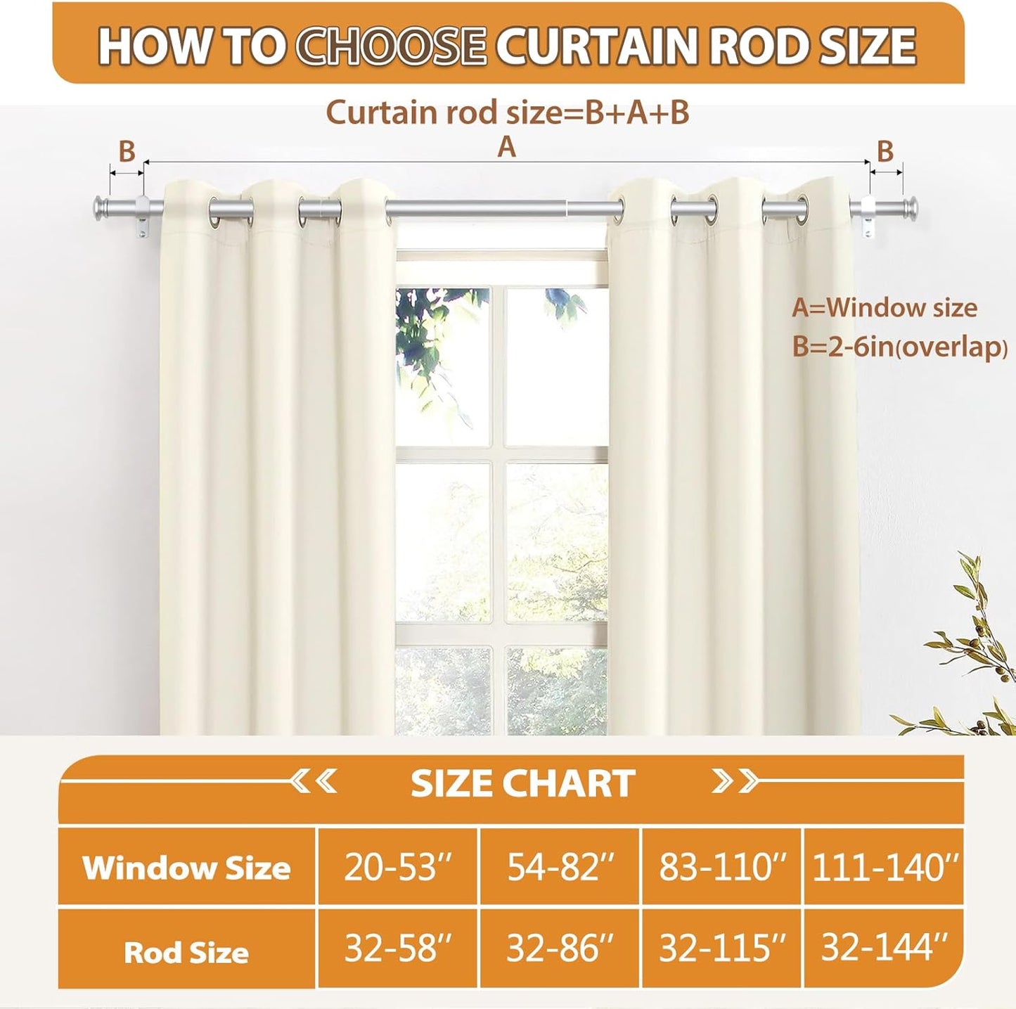 TONIAL 2 Pack Curtain Rods for Windows 48 to 84 Inch, Telescoping Splicing 3/4 Inch Single Rods for Windows Decorative Drapery Rod 32 to 86 with Small Finial, Silver