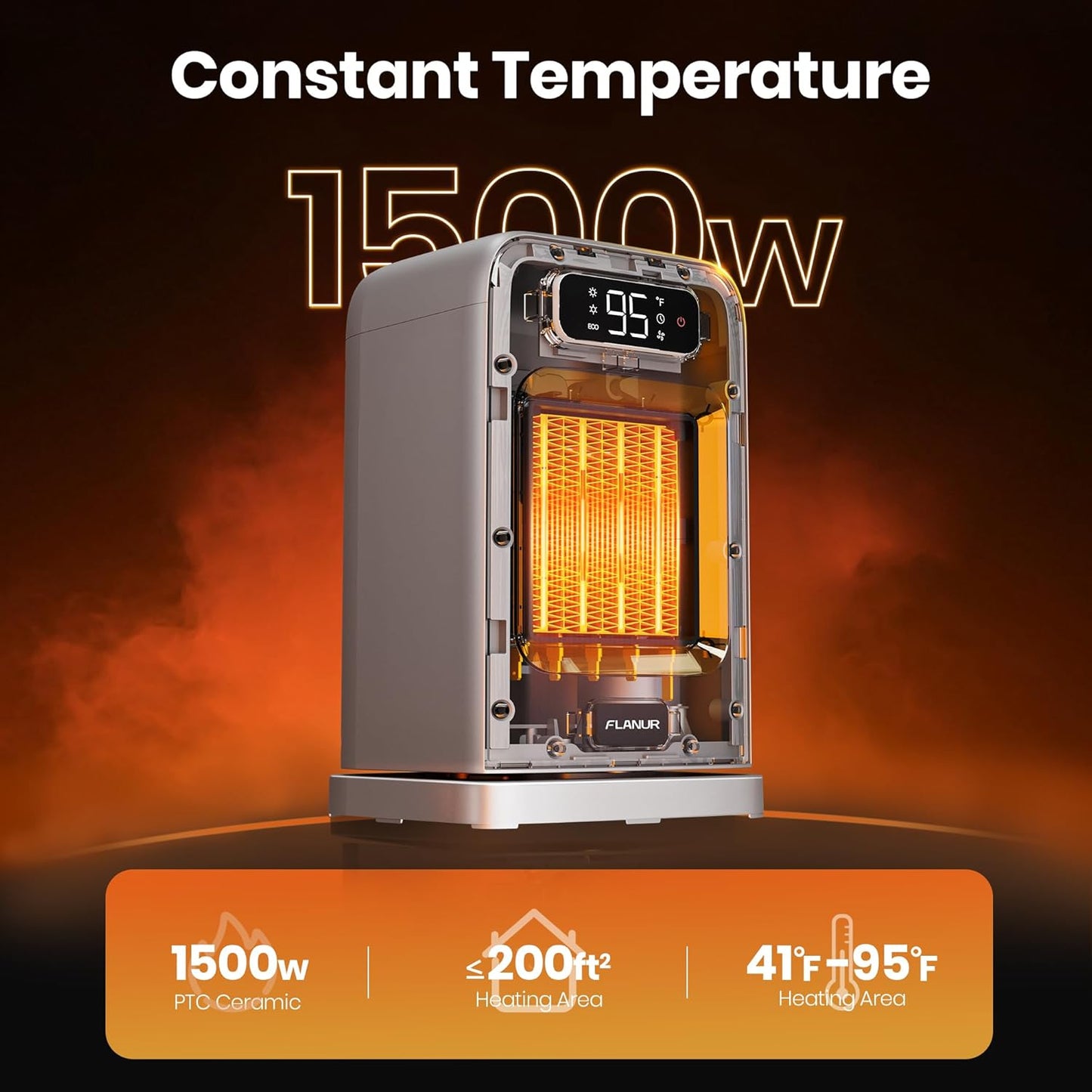 Space Heaters for Indoor Use, 1500W Small Desk Heater 2 in 1 with Remote, Thermostat, LED Display, Overheat & Tip Over Protection, 12H Timer, 70° Oscillating Heater for Office, Grey