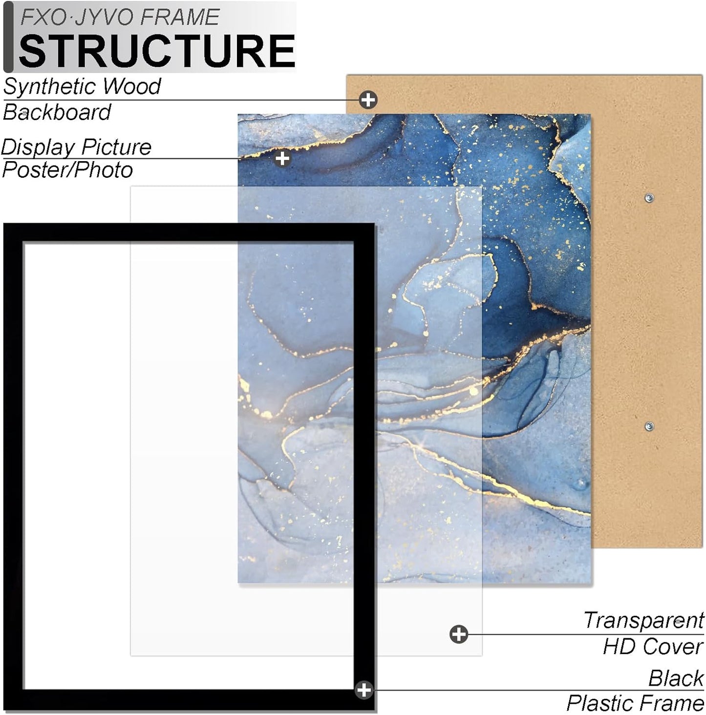 15x23 Picture Frame Set of 3, Black Frame for 15 x 23 Inch Picture Poster Photo, Light Weight and High Transparent 15 by 23 Frame for Wall - 3 Pack/Black/15 x23