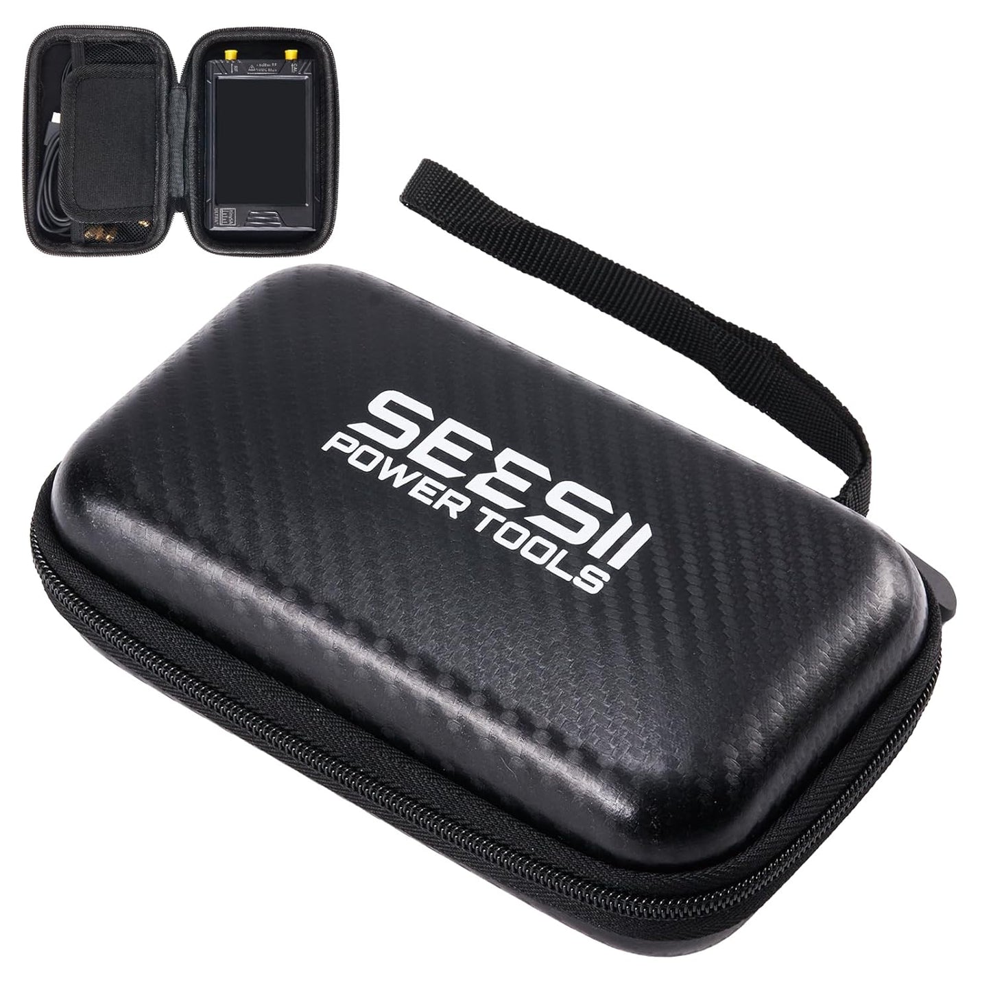 Seesii 4 Inch Protective Case for NanoVNA-H4 & TinySA Ultra: EVA Hard Shell Storage Pouch with Custom Foam for Antenna/Spectrum Analyzer, Waterproof Shockproof Design with Carry Strap