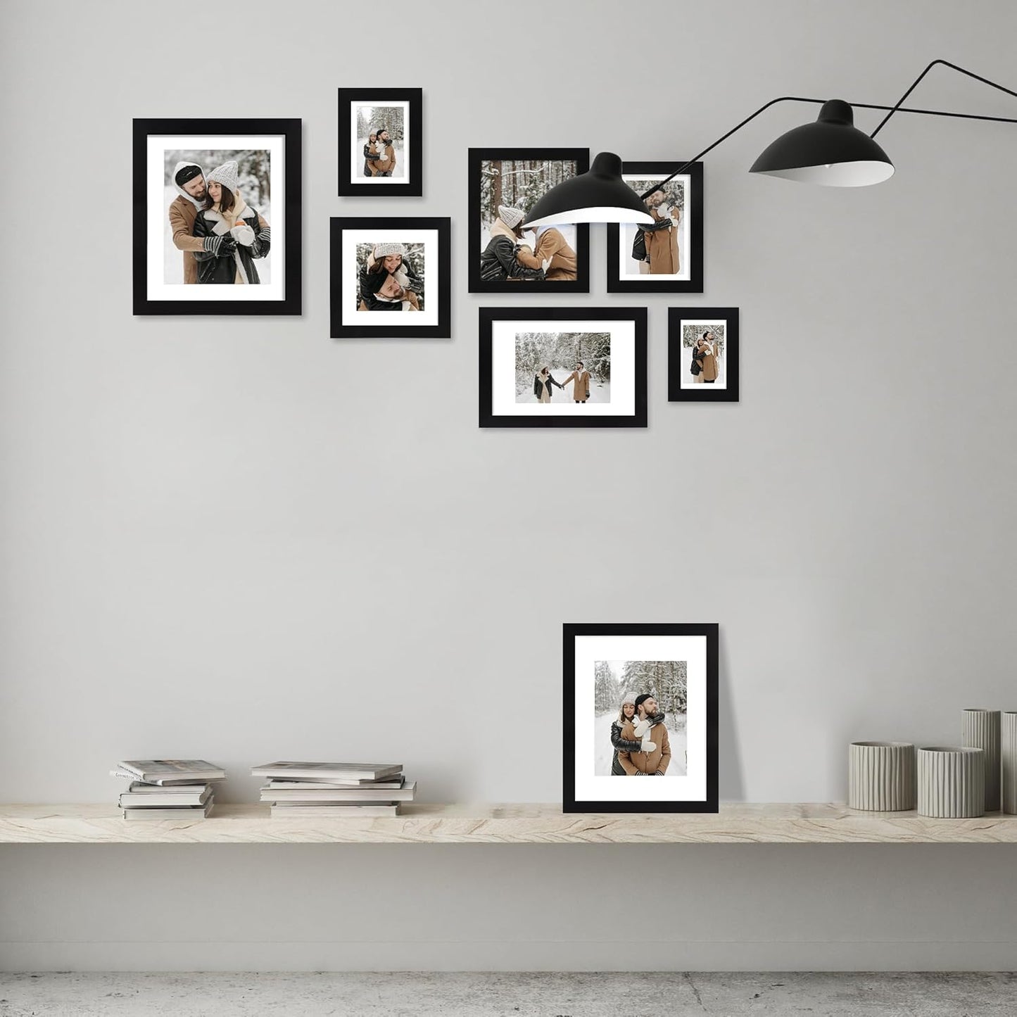 iRahmen 10x12 Picture Frame with HD Tempered Glass, Display Pictures 8x10 with Mat or 10 x 12 Without Mat, Wood Photo Frames for Tabletop and Wall Mount (Black, 1 Pack)