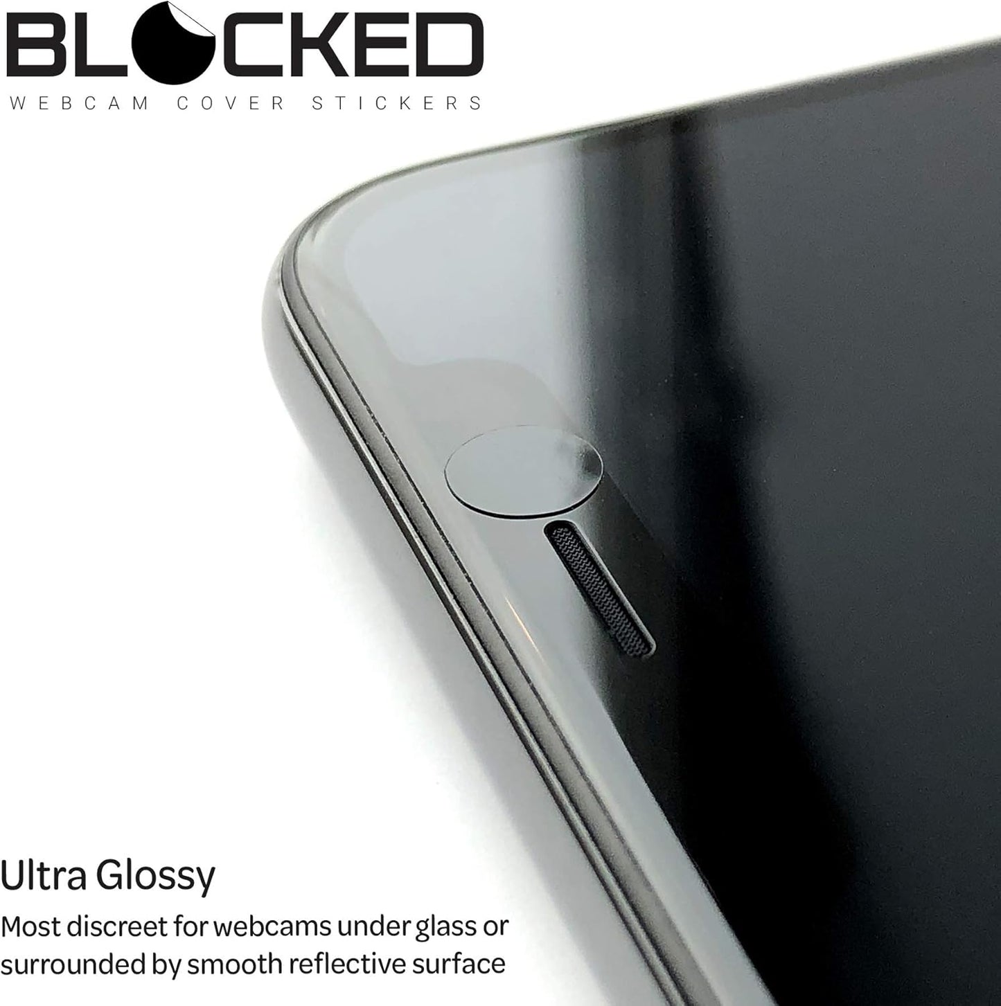 BLOCKED Stackable Webcam/Camera Vinyl Covers | 95 Low-Tack Restickable Webcam Stickers | 5-Sizes | Black 95-Pack (Ultra Glossy)