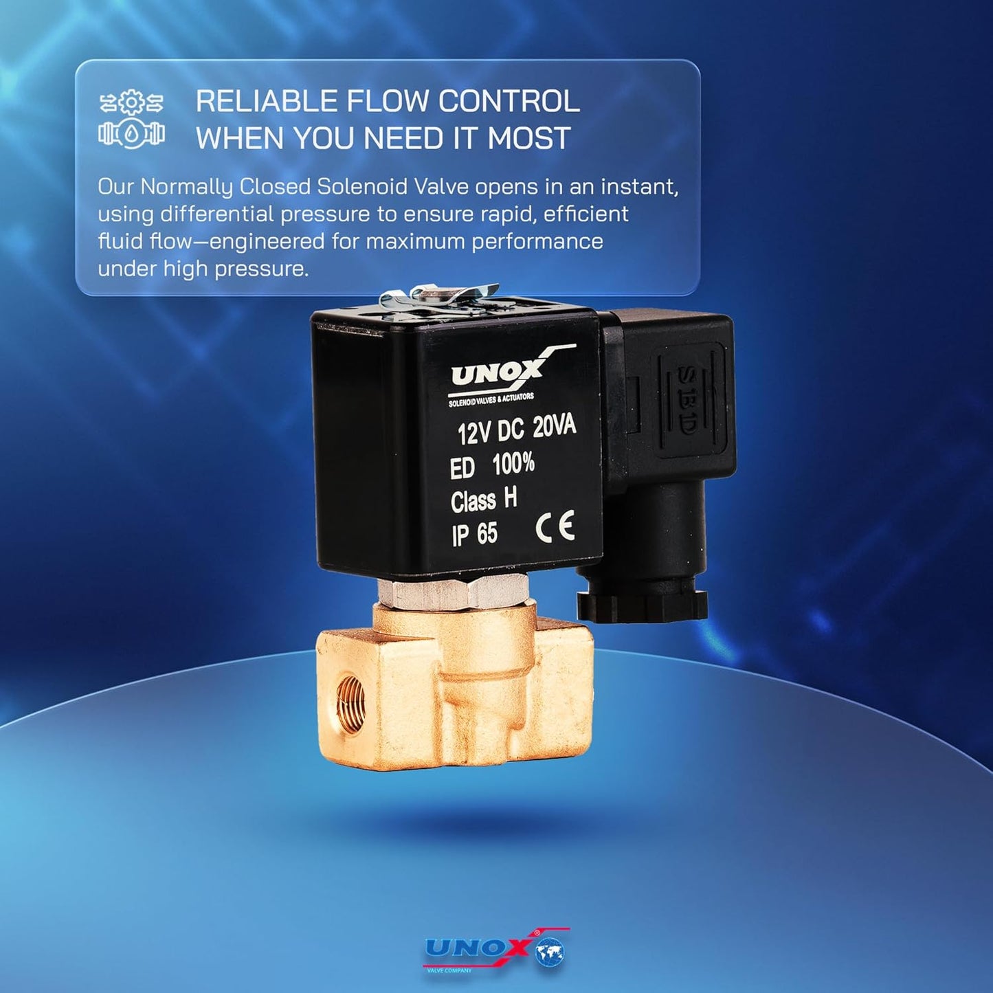 UNOX 1/4" NPT Solenoid Valve 12V DC, Brass Control Valve Normally Closed - 0-232 PSI Multi-Purpose Reliable Control Valve for Water, Air, and Gas - Solenoid Valves