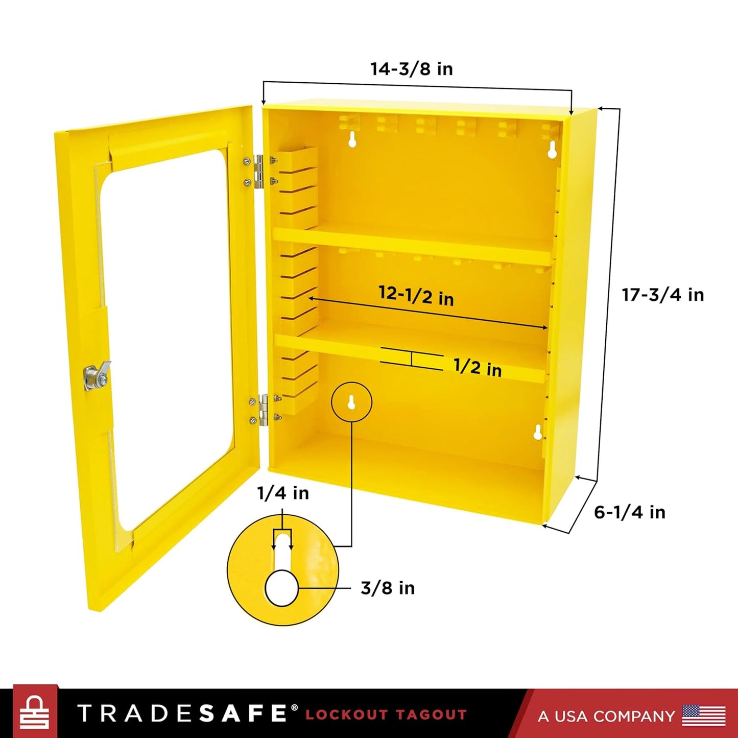 TRADESAFE Lockout Tagout Cabinet, Lock Out Tag Out Station Unfilled - No Loto Devices Included, Wall-Mountable Lockout Tagout Station Cabinet, Loto Box 14-3/8 x 6-1/4 x 17-3/4 inches