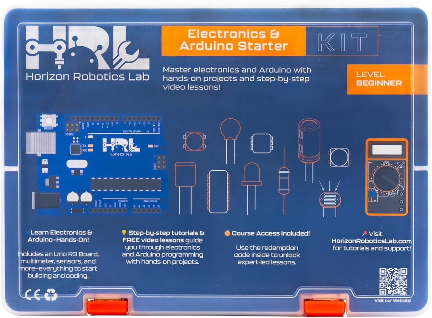 Horizon Uno Electronics Starter Kit with Video Lessons – Arduino-Compatible Board, Sensors, LEDs, Servos & More – Learn Electronics & Coding for Beginners