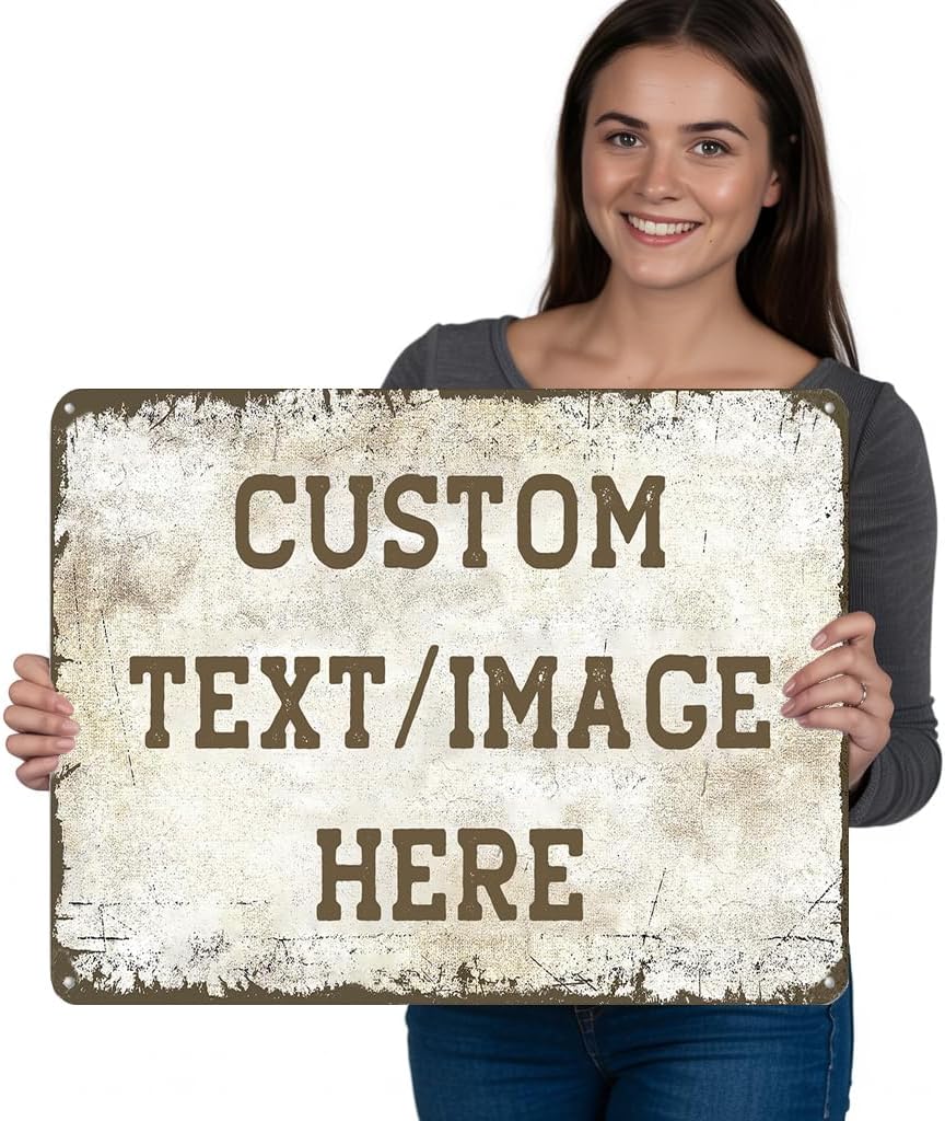Custom Sign with Directional Arrow Rustic, Personalized Wall Decor, Vintage Metal Signs, 22''x16'' Customized Retro Aluminum Sign for Home Office Bar Yard Garden Outdoor Gift