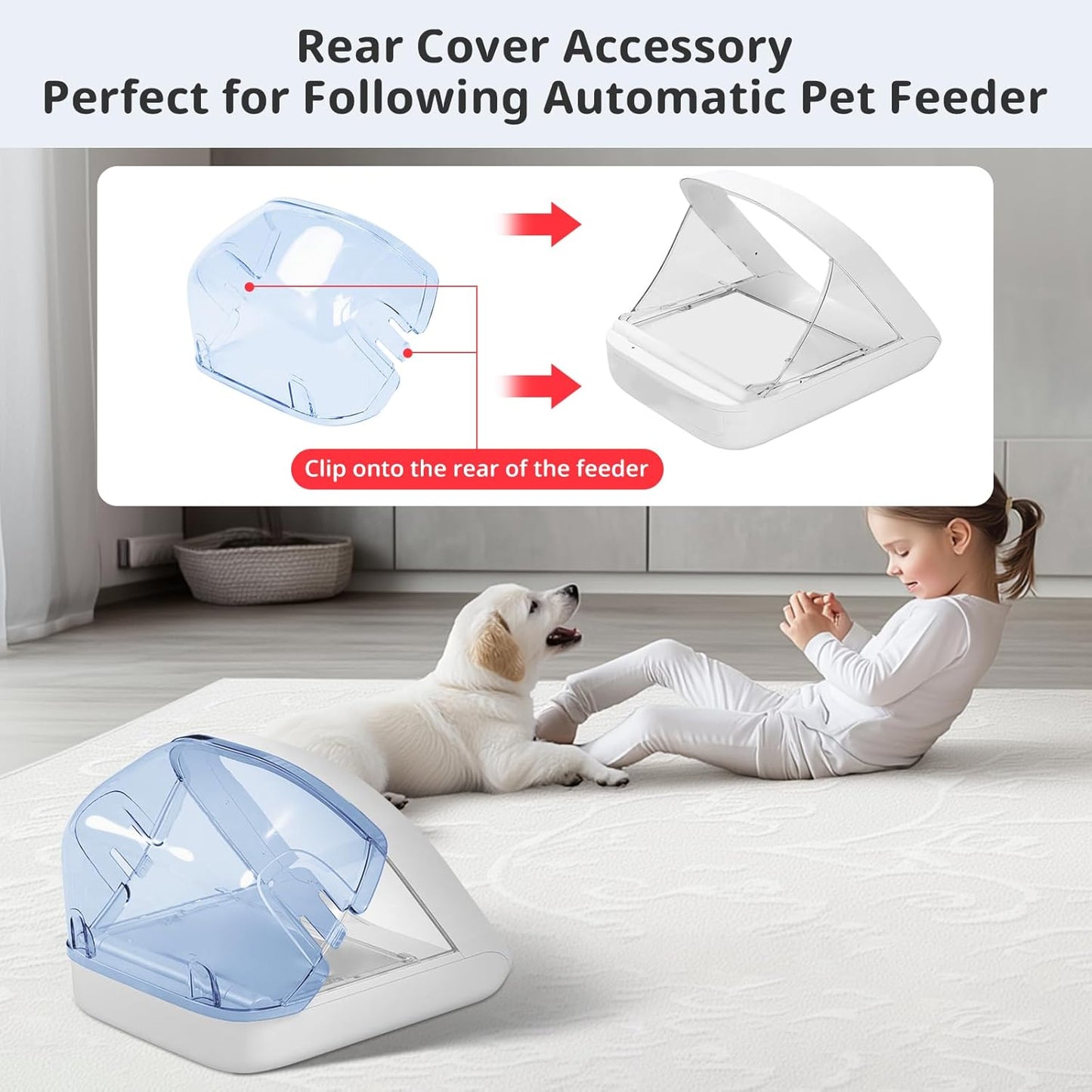 Rear Cover for Automatic Microchip Cat Pet Feeder - Prevents Persistent Pet from Getting Food from The Back of The Feeder - Blue