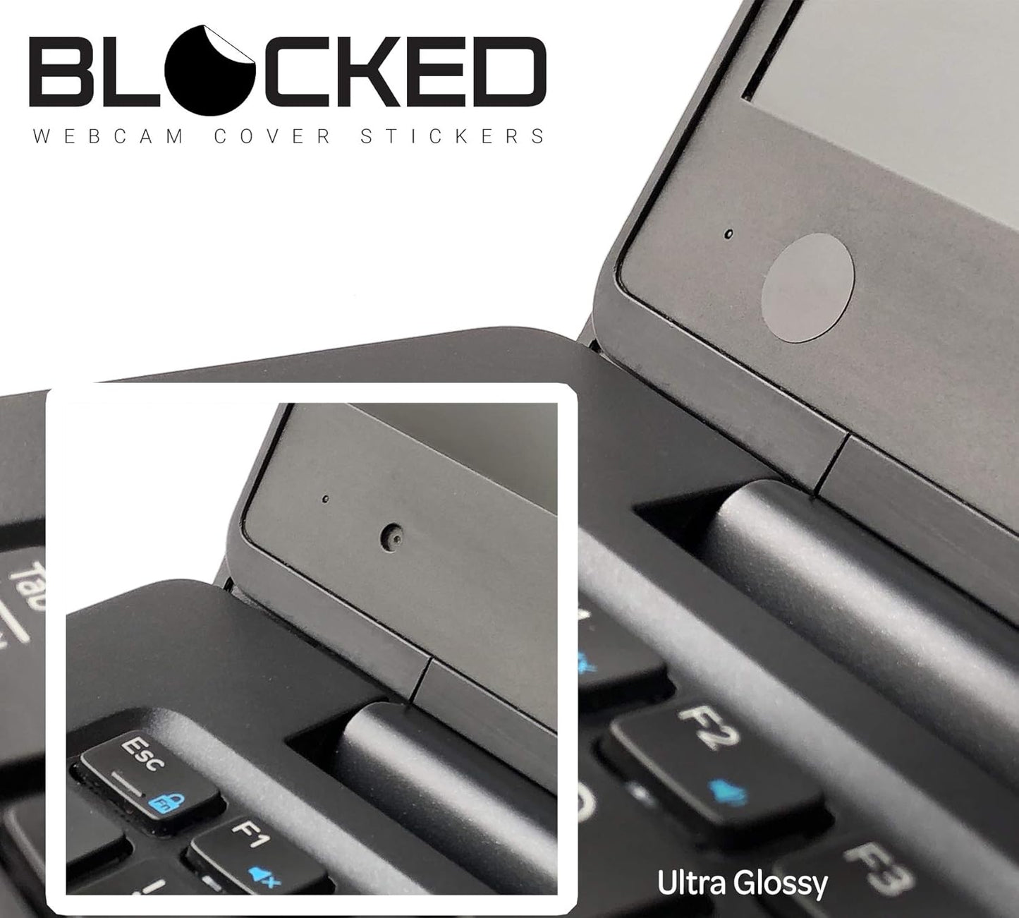 BLOCKED Stackable Webcam/Camera Vinyl Covers | 57 Low-Tack Reusable Webcam Sticker | 3-Sizes | Black 57-Pack (Ultra Glossy)