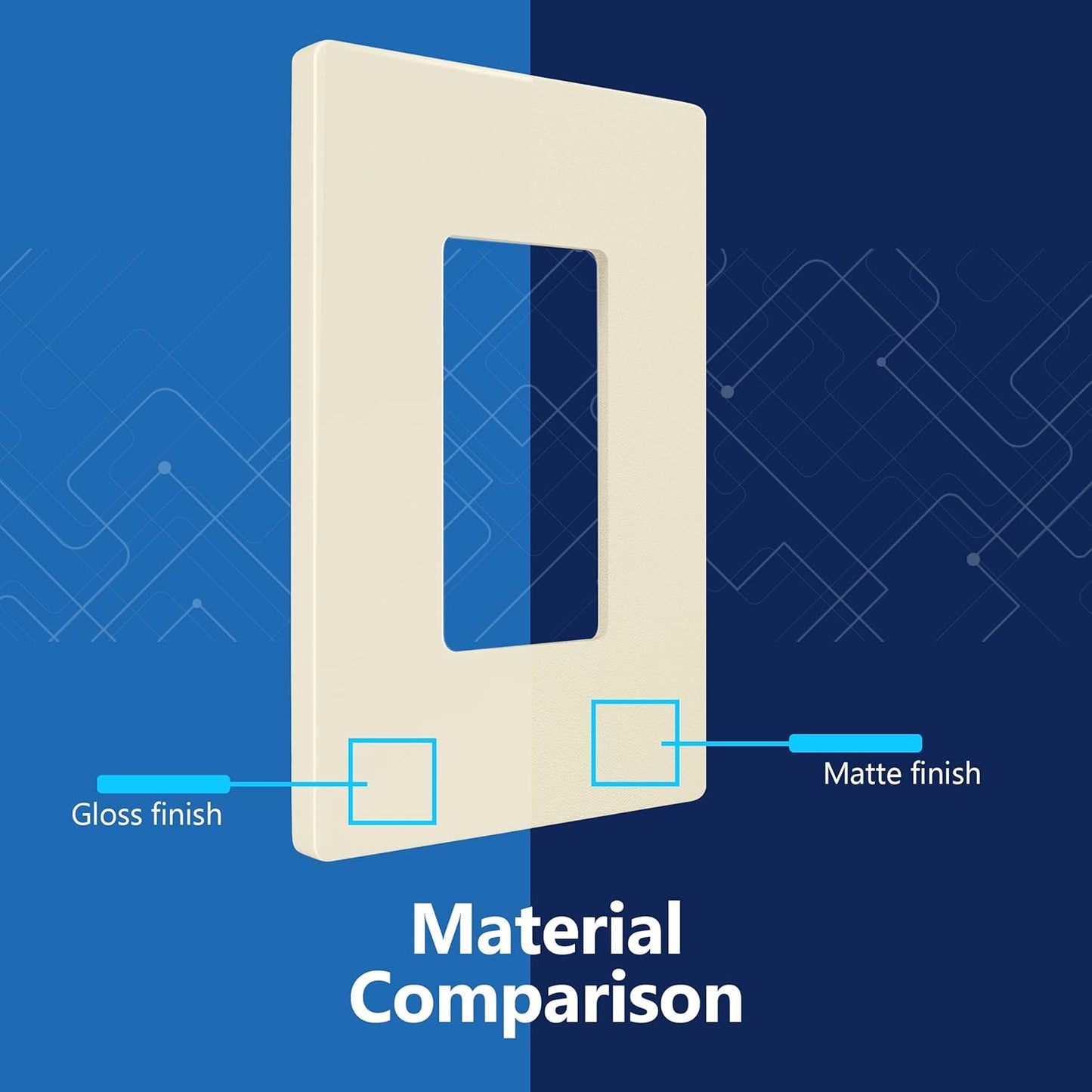 LIDER Matte Finish Decorator Switch Cover, Screwless Wall Plate, Mid-Size 1-Gang 4.88" x 3.11", Unbreakable Polycarbonate Thermoplastic, UL Listed, LSWP-31M-LA, Light Almond