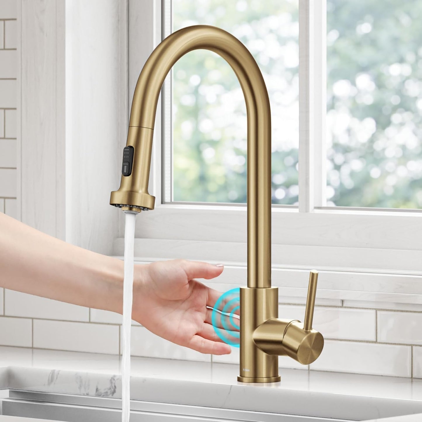 KRAUS Bolden Motion Sensor Single Handle Pull Down Touchless Kitchen Faucet in Matte Black, KSF-1616MB