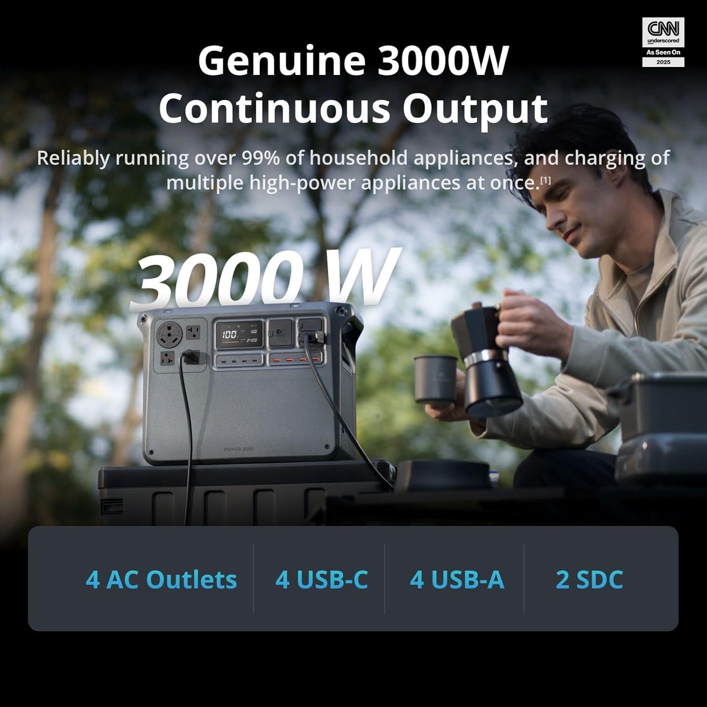 DJI Power 2000 Portable Power Station, Expansion Battery, 2048Wh LFP Battery, 3000W Stable Output, Expandable to 22,528Wh, Home Backup, RV, Off-Grid, Outdoor, Easy Transport