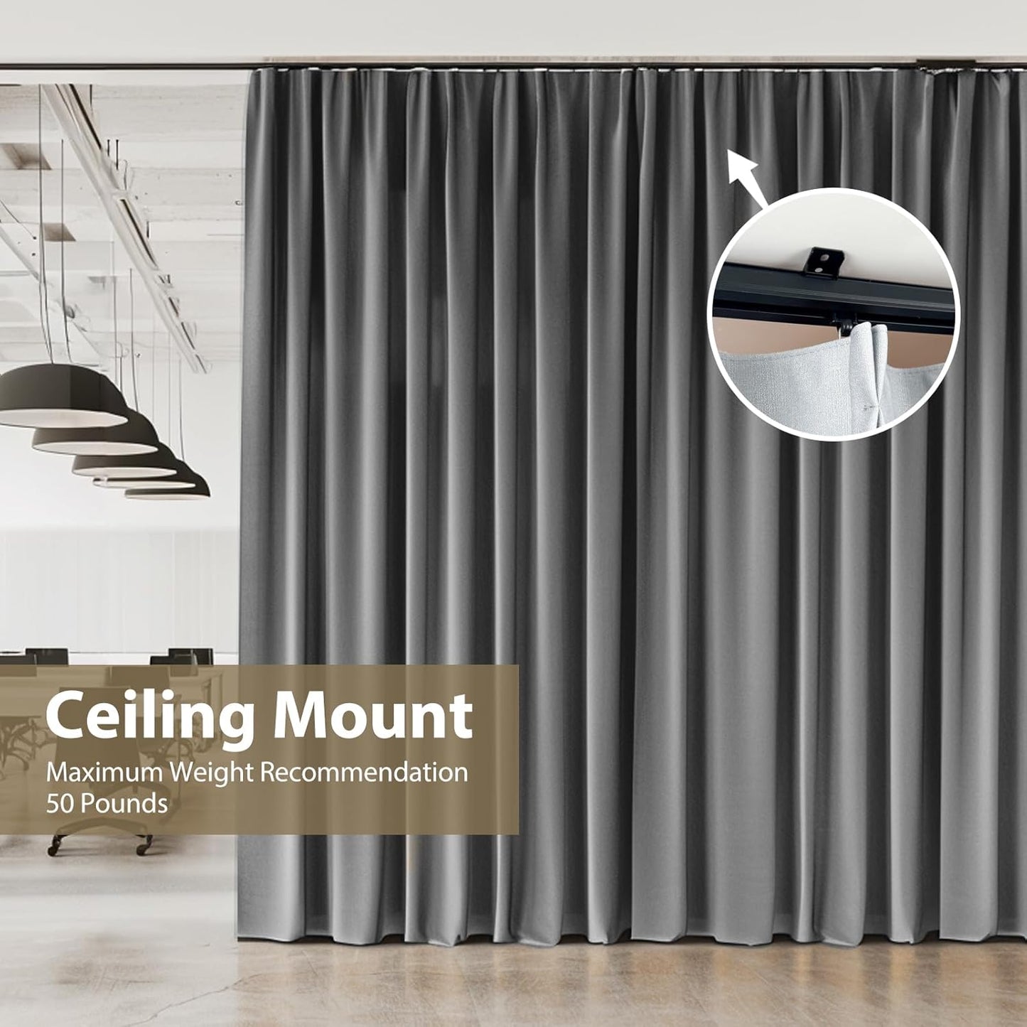 Curtain Tracks Ceiling Wall Mounted Heavy-Duty Curtains Rails Room Divider Track for Living Bedroom Shower Black 3FT To 15 FT
