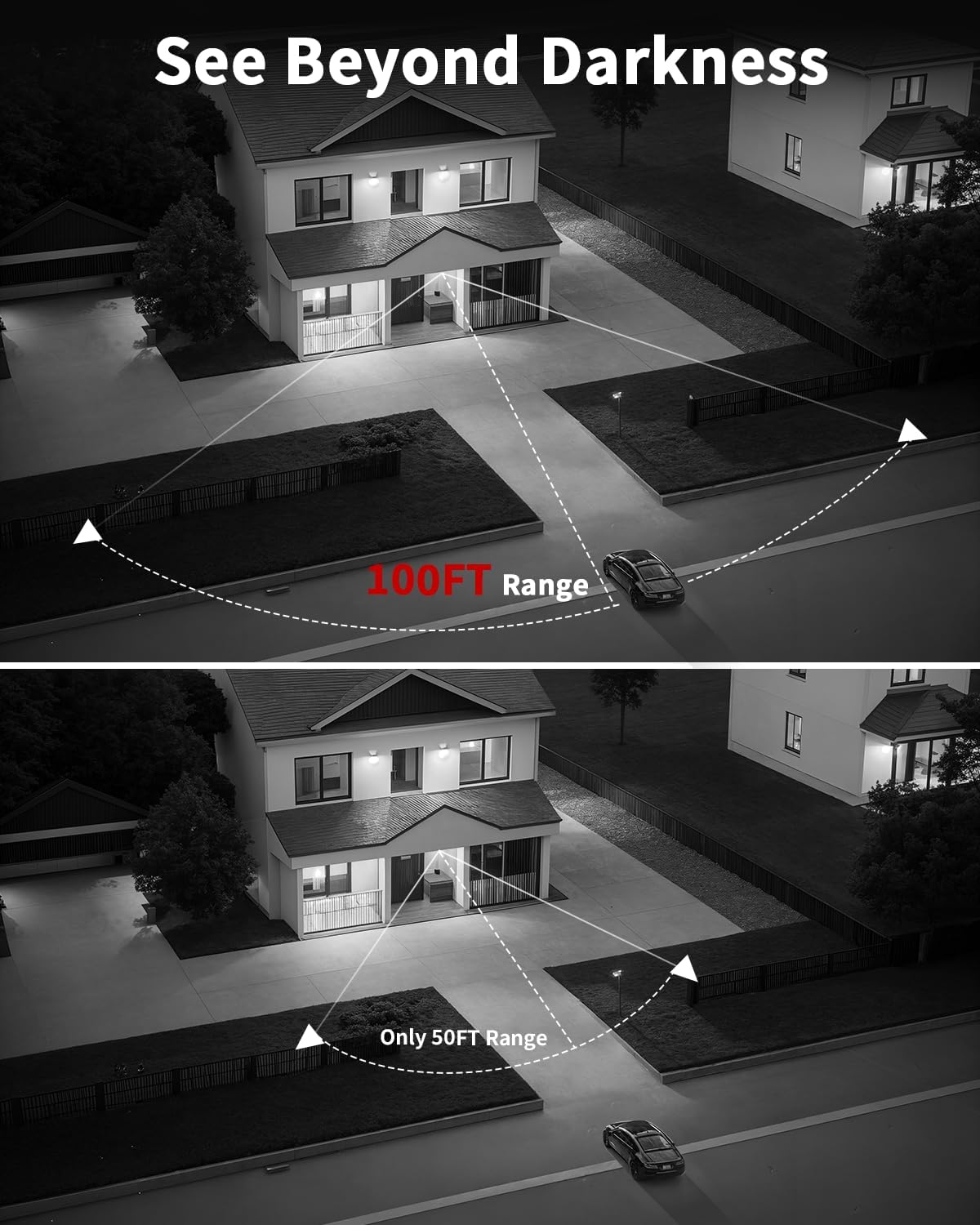 《130°Wide Angle & 2-Way Audio》Outdoor Wired Security Camera System, Black IP Cameras, Home Video Surveillance Systems