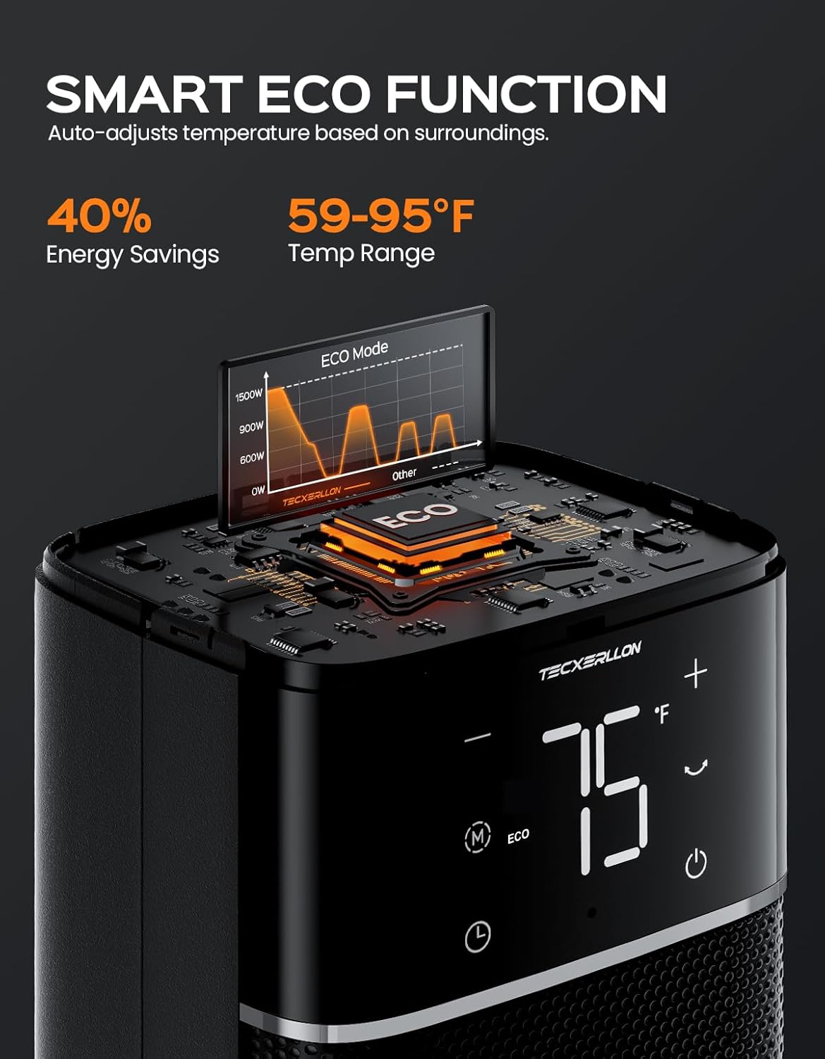 32.3" Portable Space Heaters for Indoor Use Large Room, 1500W Tower Electric Space Heater with 3D Flame, PTC Ceramic Space Heaters with Remote