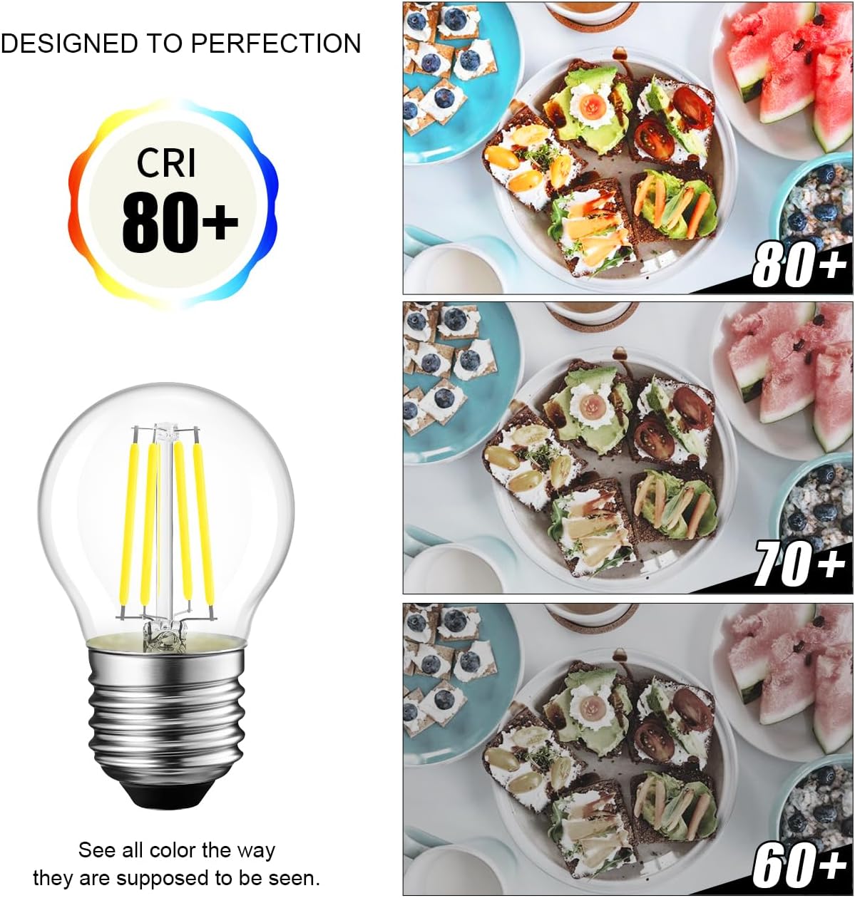 LVWIT LED G45 Edison Bulbs, 5000K Daylight Dimmable LED Filament E26 Clear Glass Globe Light Bulbs 500 Lumens Base 4.5 W Incandescent 60 W Equivalent for Ceiling Fan Chandelier Lighting, Pack of 6