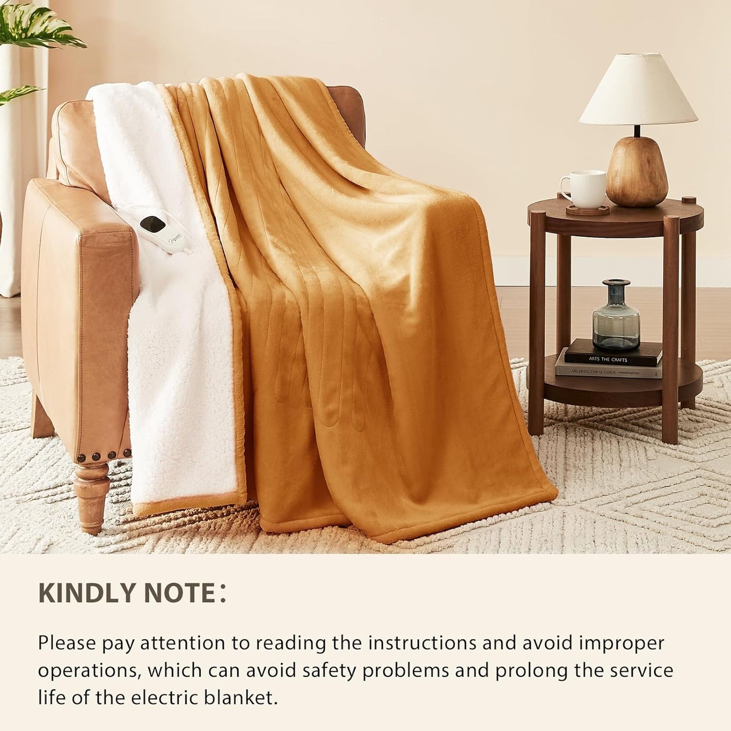 Homemate Electric Heated Blanket Full Size - 72"x84" Heating Blanket Full Size 1/2/4/6/8 Hours Auto-Off 10 Heat Level Over-Heat Protection Flannel Sherpa ETL Certification