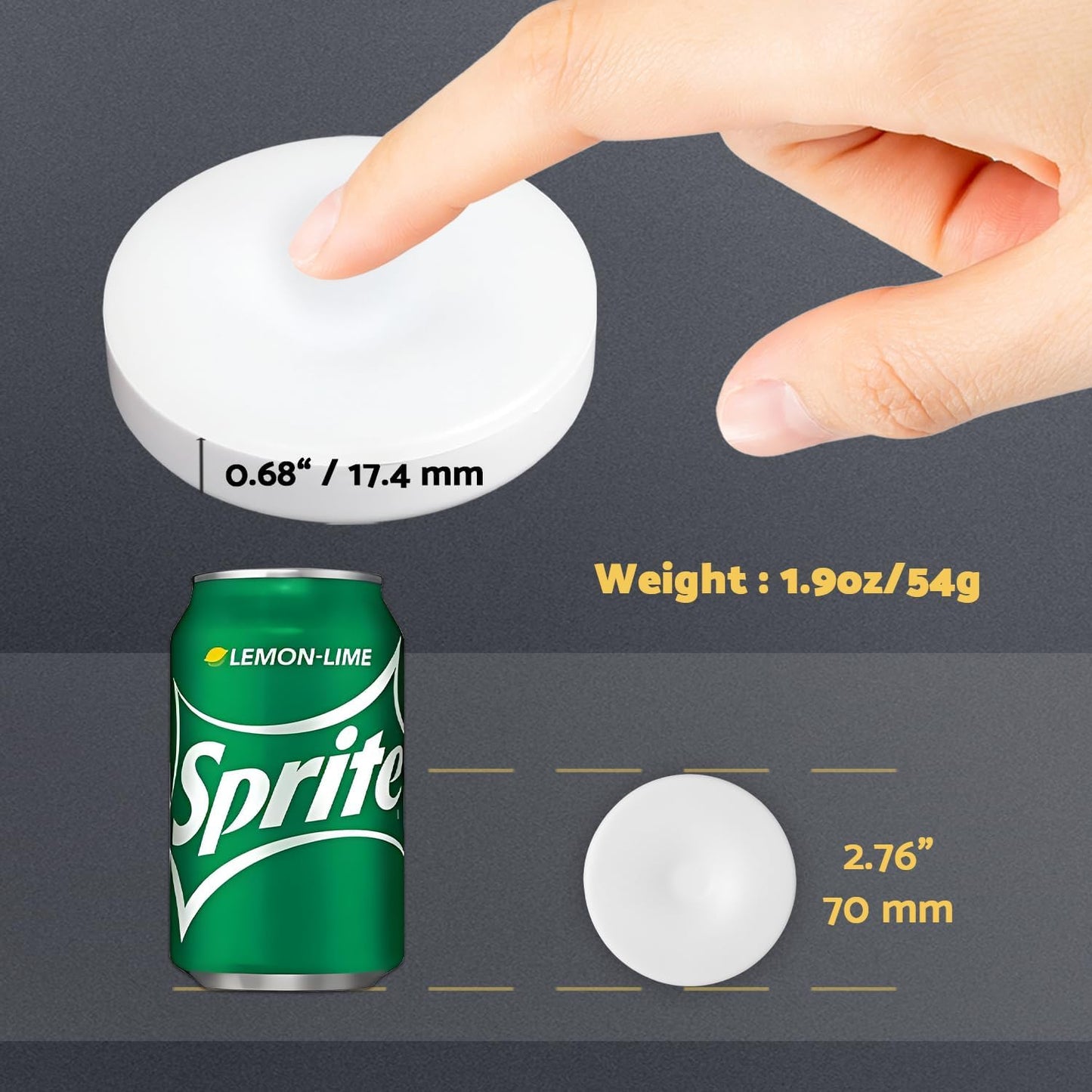 Rechargeable Puck Lights 2 Pack, Dimmable Touch Light Stick on for Closet, Magnetic Tap Light 1000mAh Battery Powered, Portable Led Light Cool White for Locker, Cabinet, Bedside, Kitchen