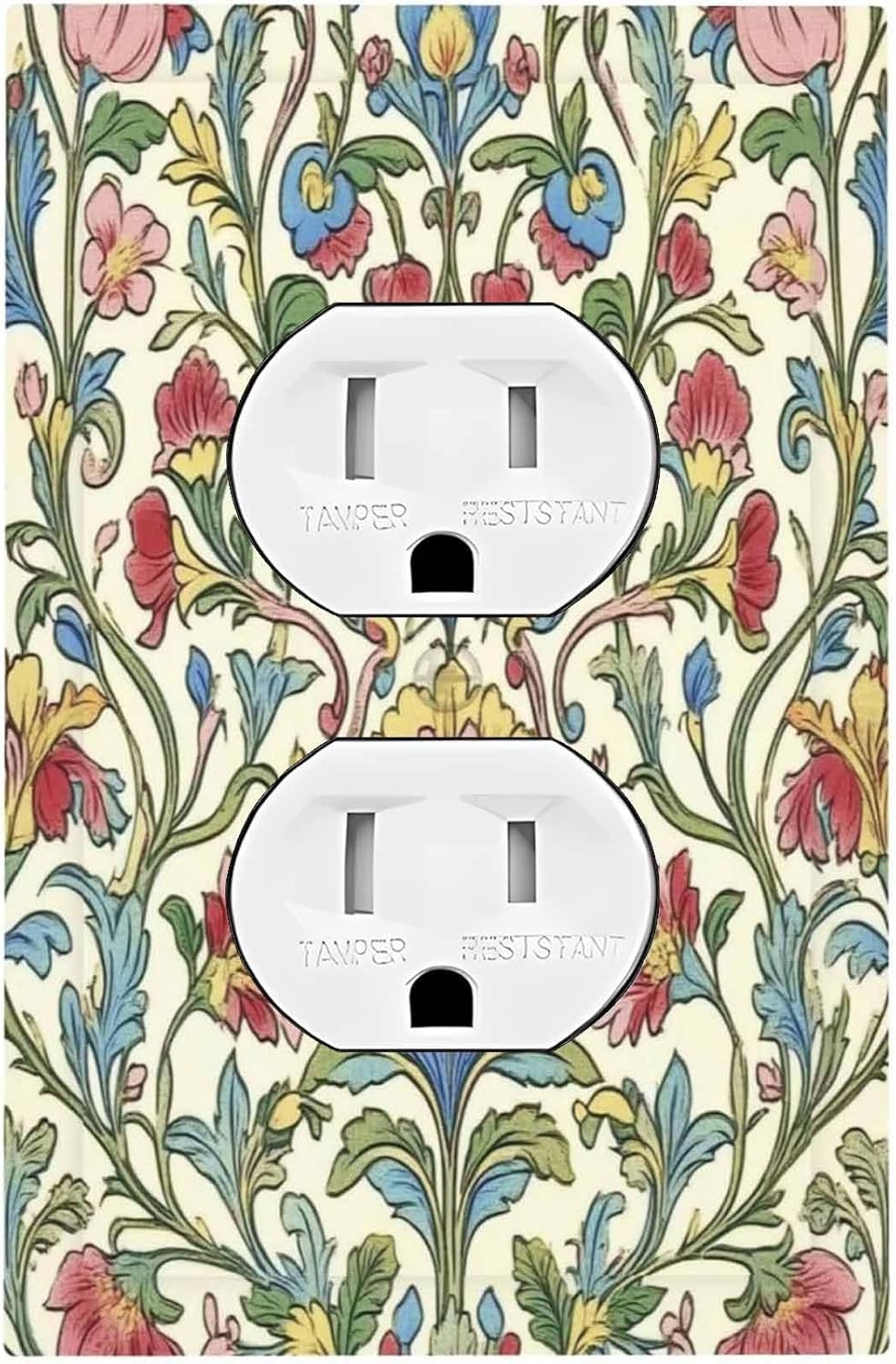 Outlet Covers Boho Red Floral Morris Plant Leaves 1 Gang Duplex Light Switch Cover Decorative Switch Plates Electrical Receptacle Faceplate Wall Plate For Farmhouse Cabin Decor