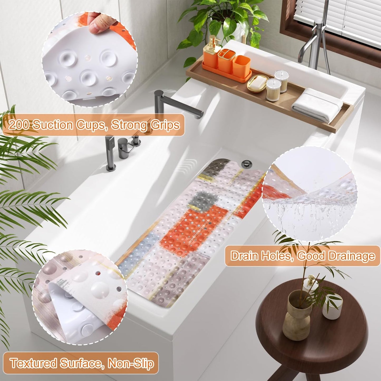 Bathroom Accessories Set - 26PCS Orange Bathroom Set, Bathroom Accessory Set with Shower Curtain and Rugs and Bathtub Mats for Home
