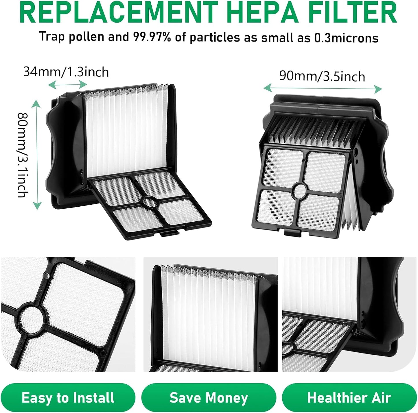 iFloor 3 Replacement Brush Rollers and HEPA Filter Kits Compatible with Tineco iFloor 3 and Floor One S3 Cordless Wet Dry Vacuum Cleaner Replacement Parts Accessories Kit,3 Brush Rollers & 3 Filters