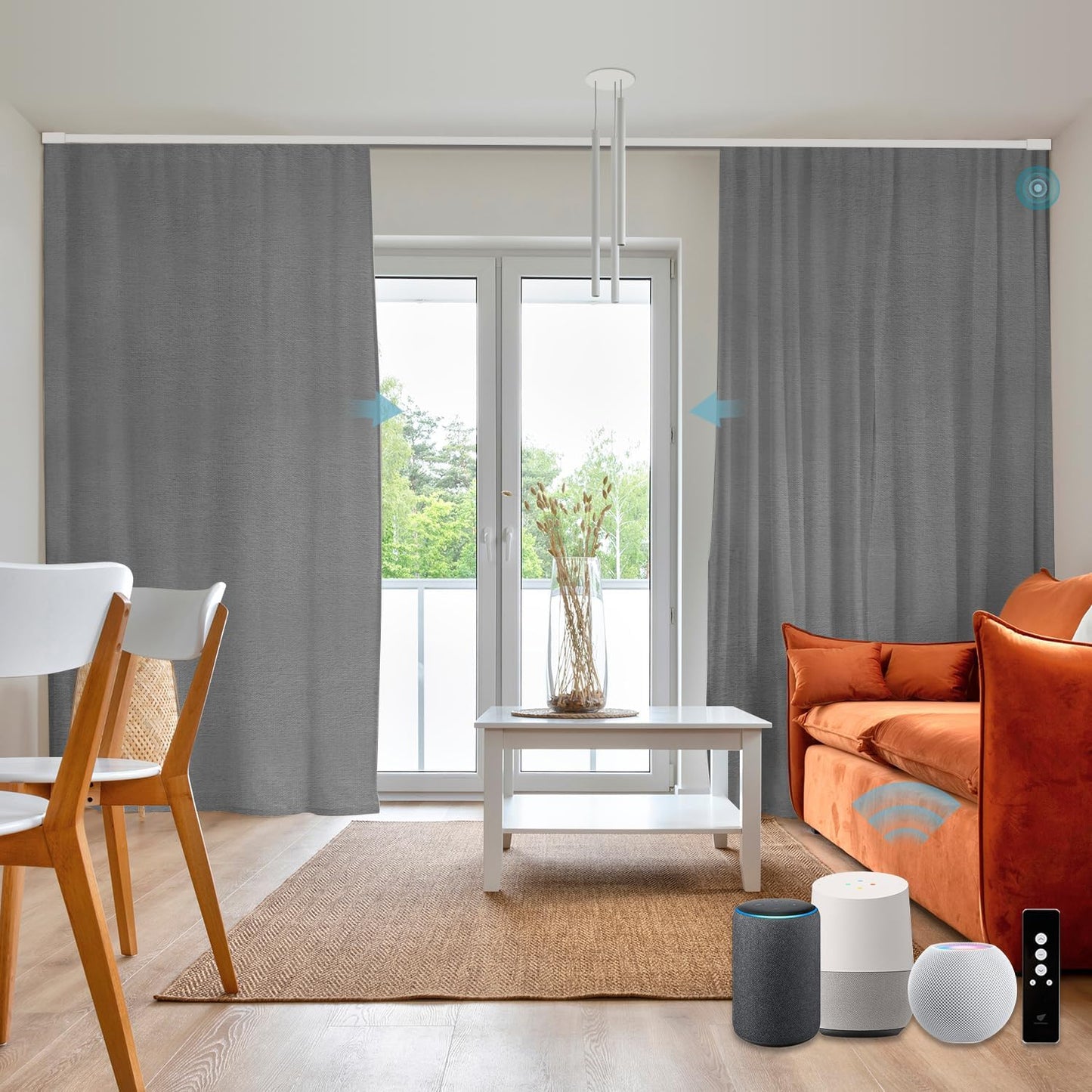 SmartWings Automatic Curtain Opener with Drapery, Motorized Vertical Blinds with Remote, Electric Closet Doors Sliding Panels Compatible with Alexa Google Homekit, 93% Blackout Dark Grey