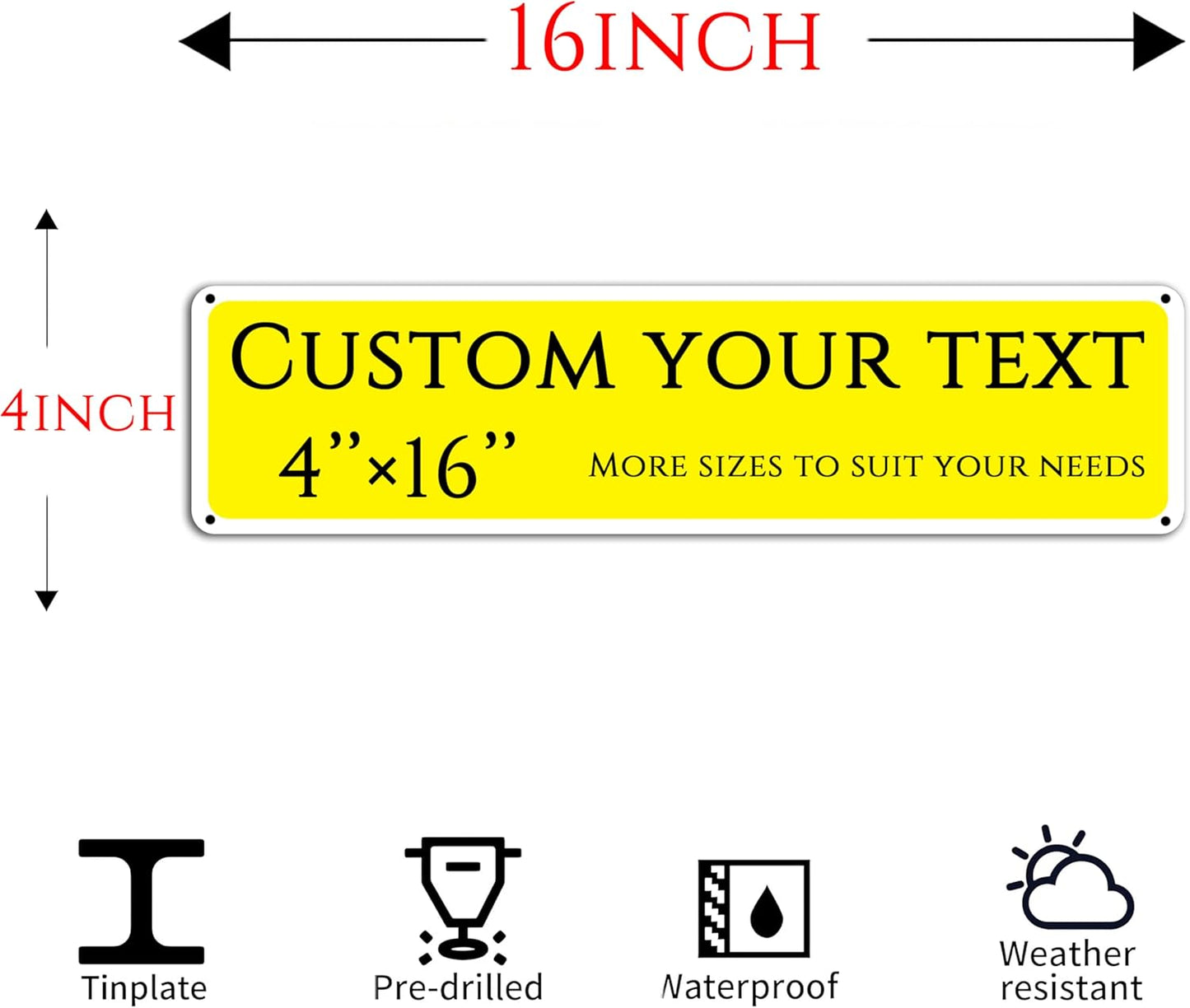 Custom Sign,street signs customized，Aluminum Weatherproof Metal Sign Multiple Sizes, Customize for Shops, hotels, floor, Business, Workplace, office, Home, Delivery Signs(4 * 16 Inch)
