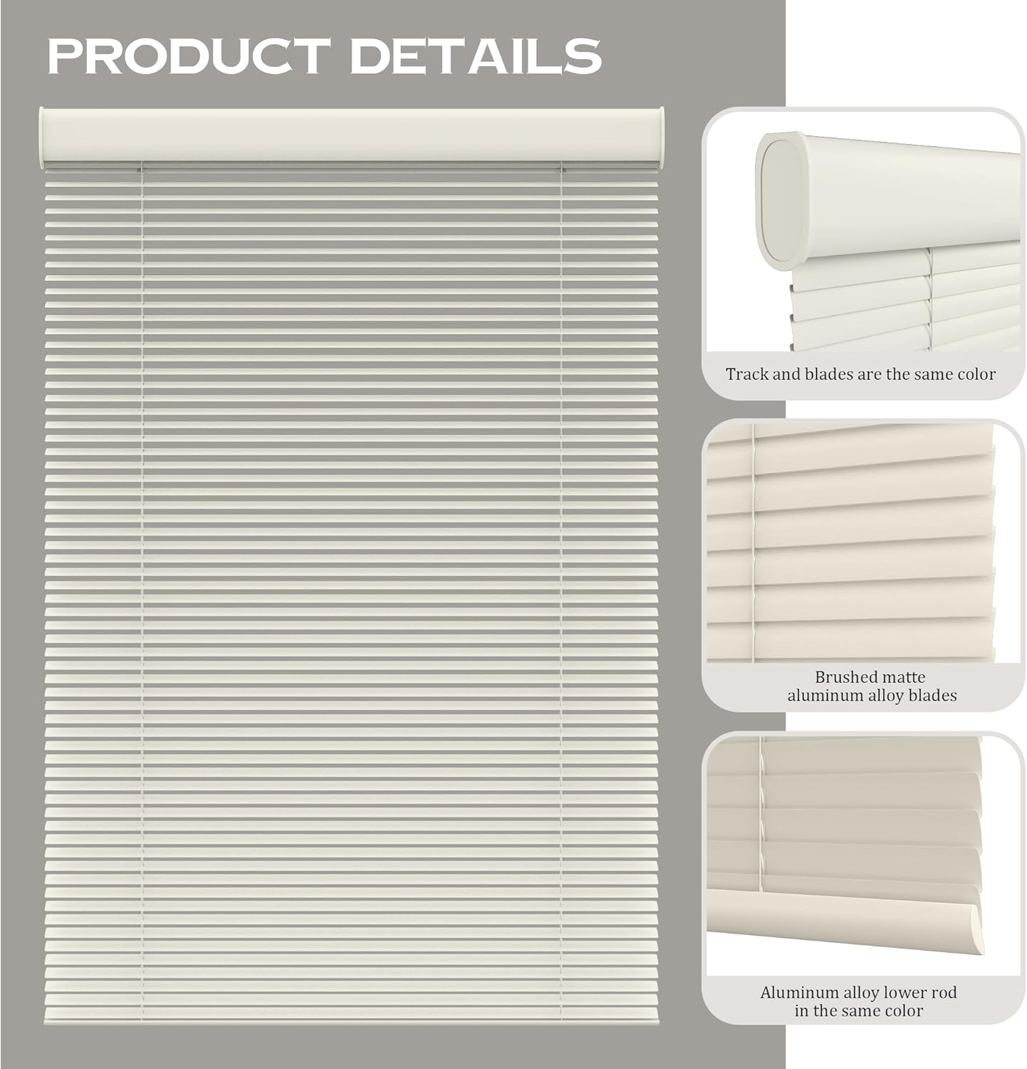 Motorized Cordless Aluminum Blinds with Remote, Automatic Room Darkening Horizontal Blinds for Indoor Windows, Light Adjustment Waterproof Blinds, Customized for Home Office, Beige