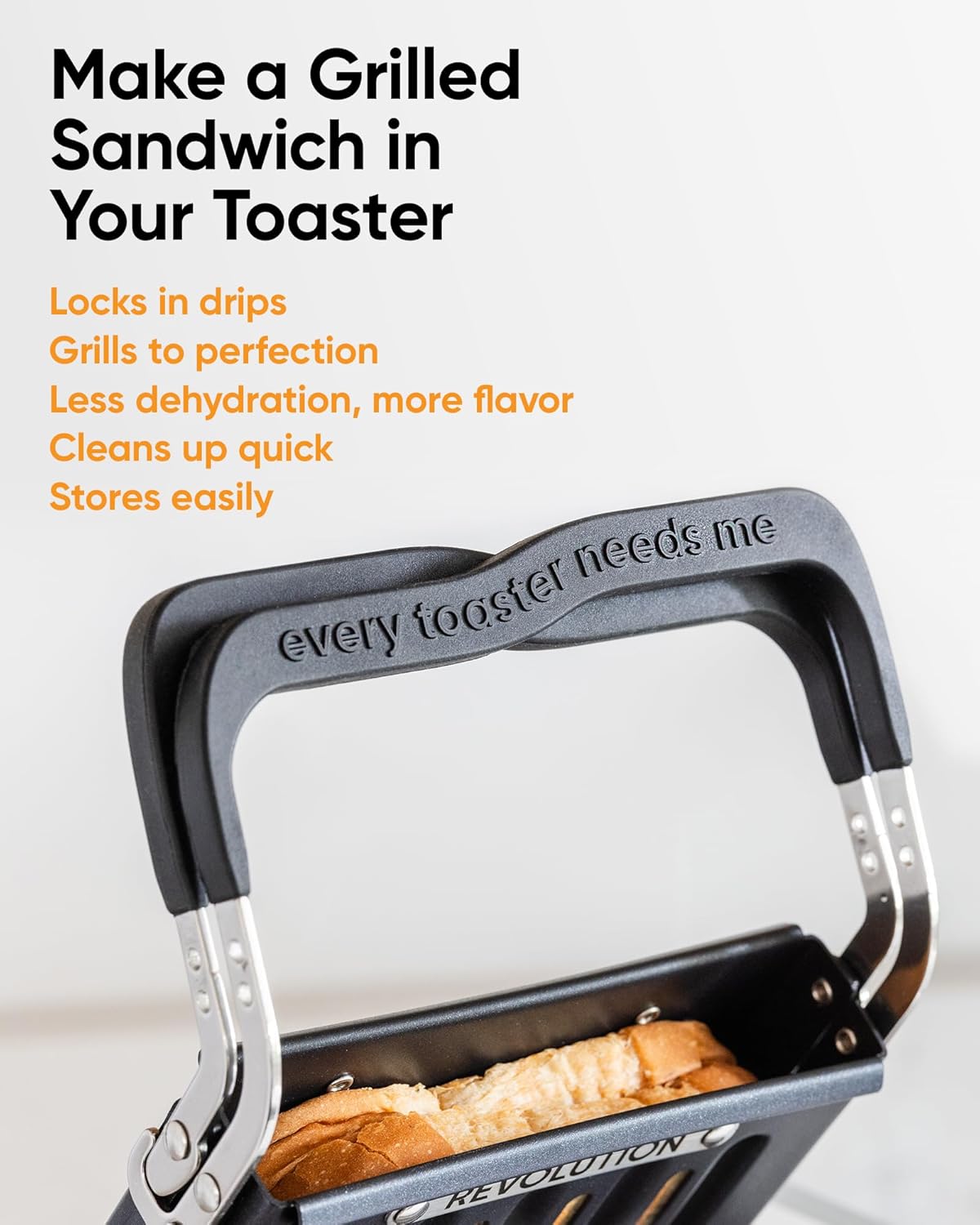 Revolution Toastie Press (Works With All Toasters) Conveniently Toast Delicious Grilled Cheeses, Quesadillas, and Paninis in Your Toaster