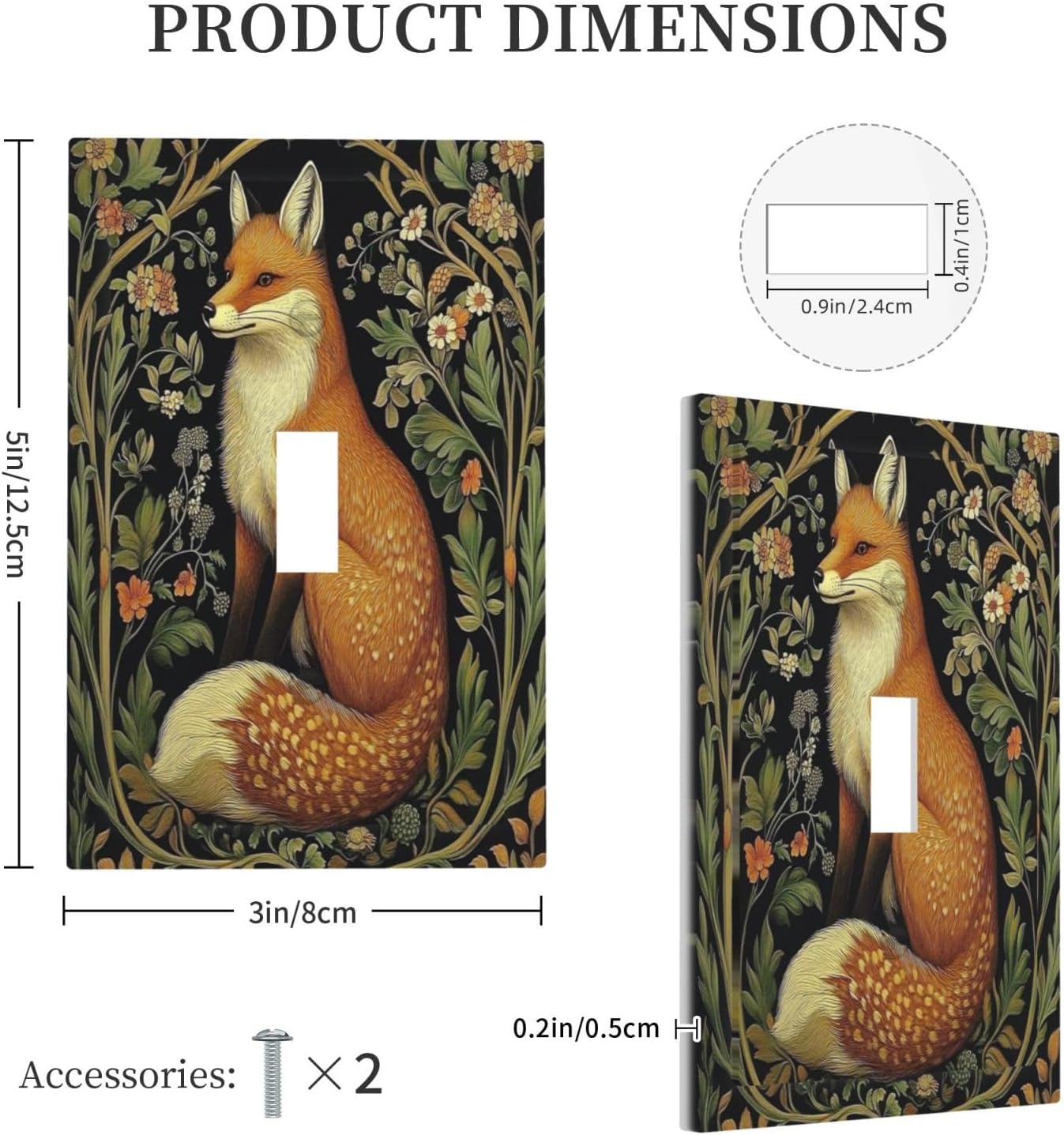 Fox Morris Plants Flowers Vine Colorful Floral Decorative Light Switch Cover 1 Gang Single Toggle Device Electrical Faceplate Switchplates Decorator Outlet Wall Plate For Bed Room Living Room Decor