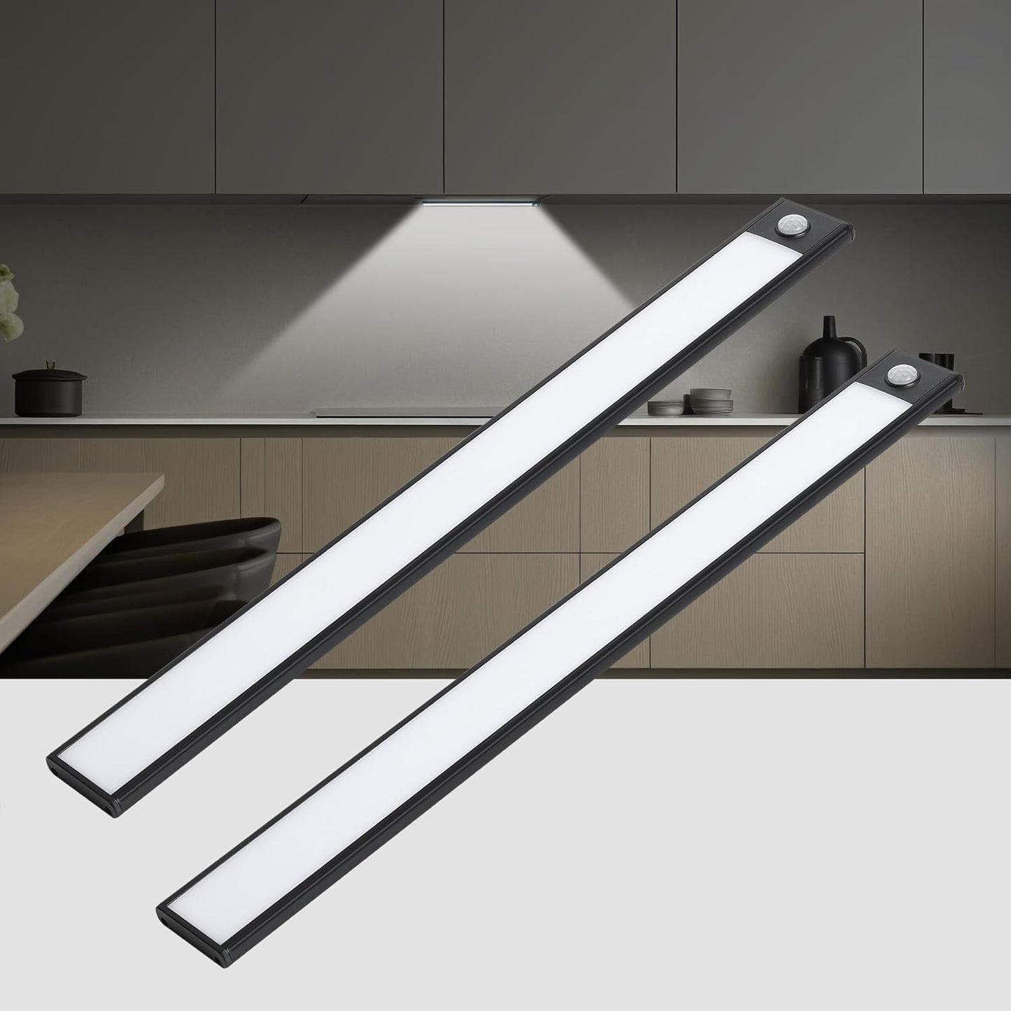 Under Cabinet Lights, 69 LED Closet Lights Wireless USB Charging, 3000mAh Battery Operated Motion Sensor Lighting Indoor 3 Color Dimmable 2 Pack