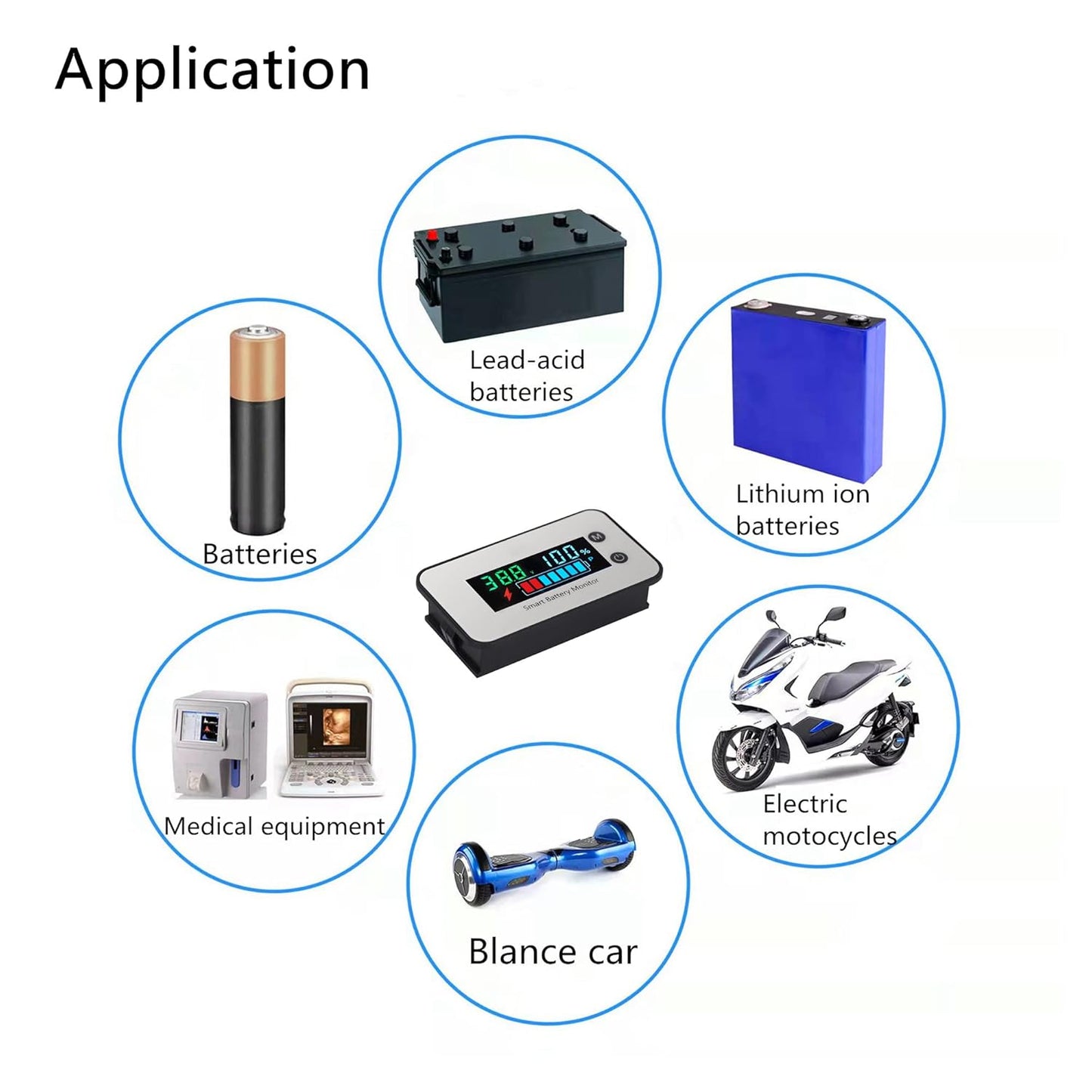 IPX7 Waterproof Battery Monitor with Bracket 7-100V,Car Motorcycle Golf cart Battery Meter Digital Display Capacity Remaining Capacity Percentage Tester with Buzzer Alarm and Temperature